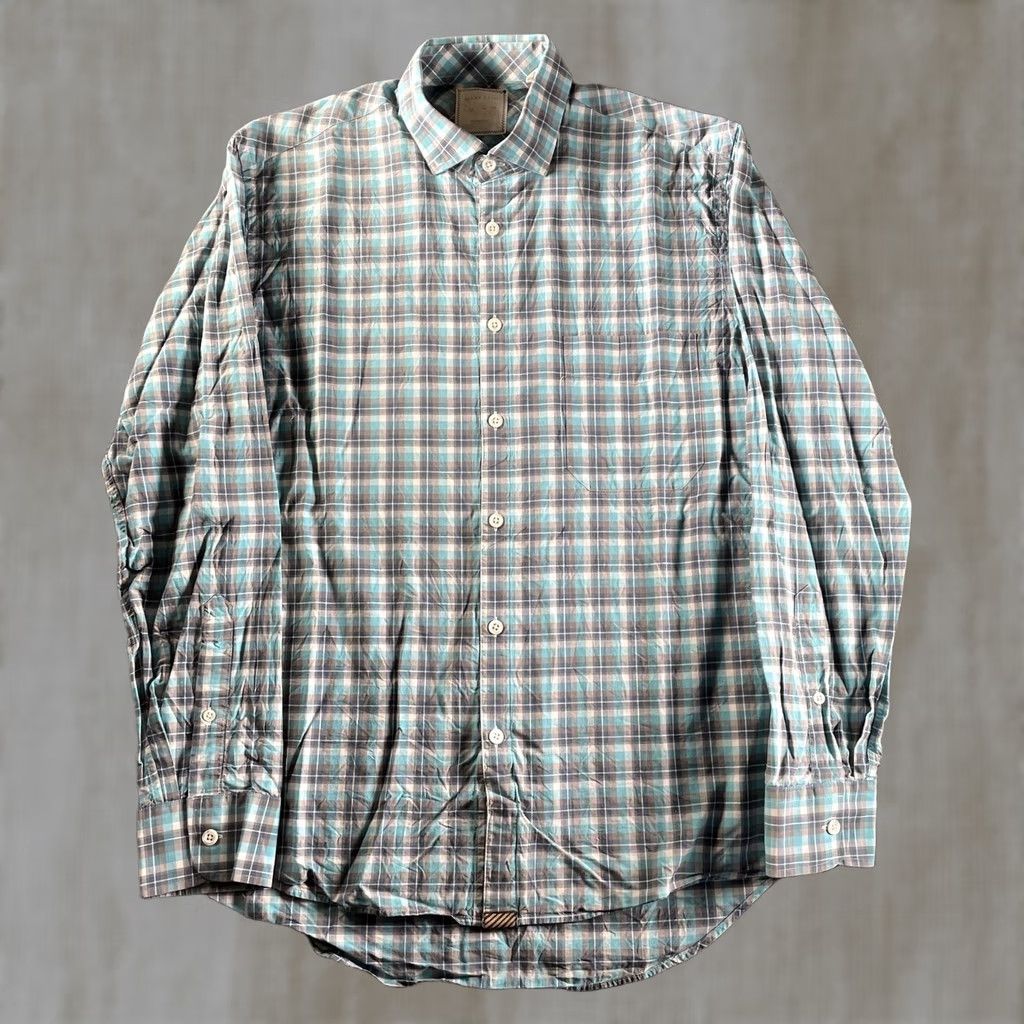Billy Reid Billy Reid Shirt Mens Medium Blue Plaid Long Sleeve Button Up Standard Cut Size US M / EU 48-50 / 2 - 1 Thumbnail