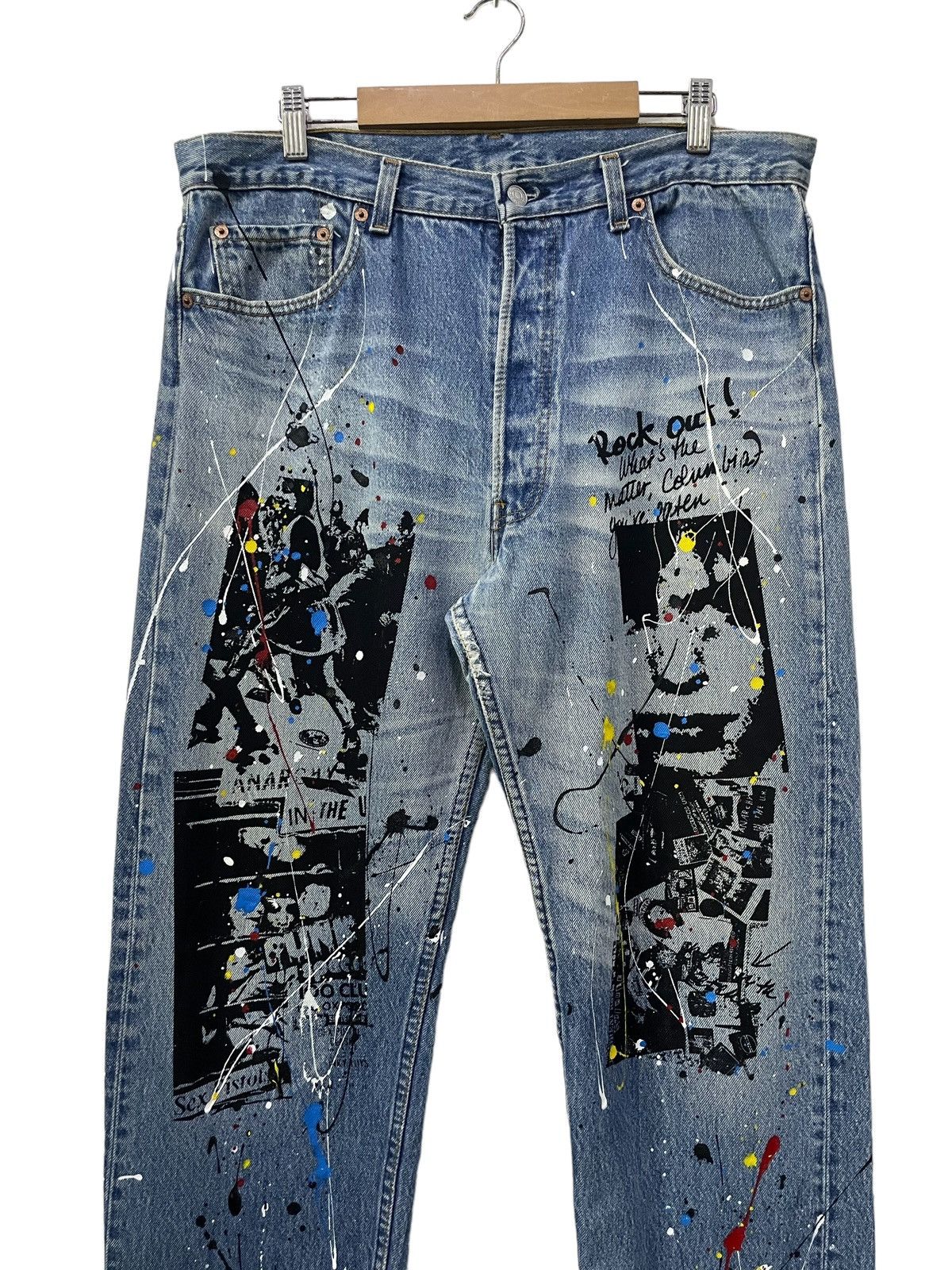 Levi's × Vintage Vintage Levis 501 Sex Pistol Paint Splatter Punk Jeans Size US 36 / EU 52 - 3 Thumbnail
