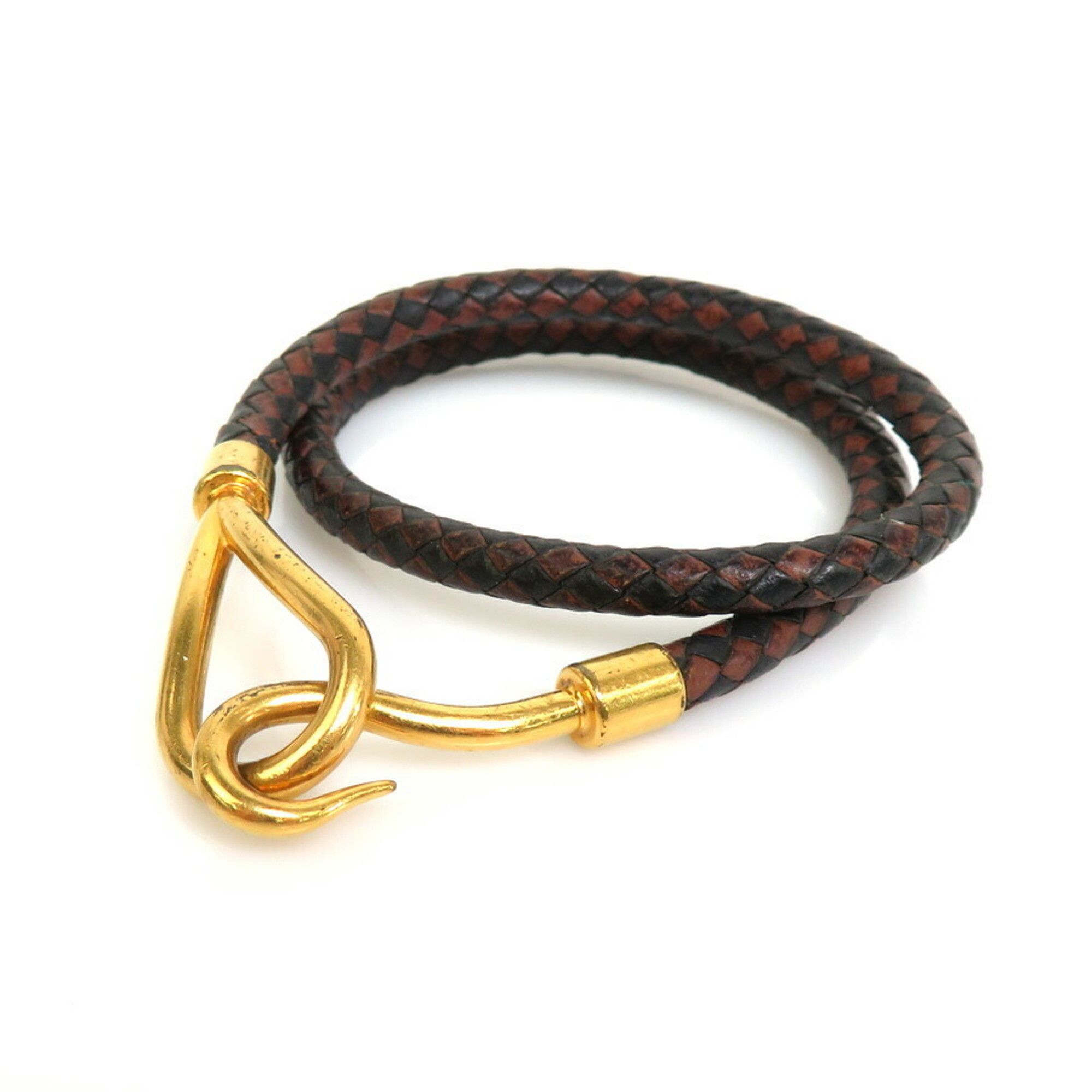 image of Hermes Bracelet Choker Necklace Jumbo Leather/metal Black/brown/gold Unisex, Women's