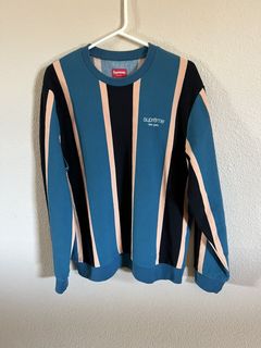 Supreme Striped Pique Crewneck | Grailed