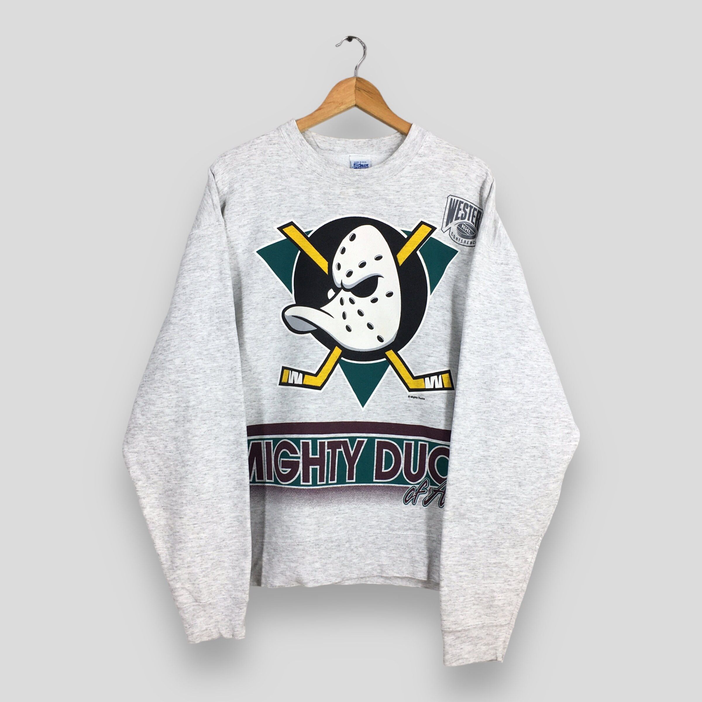 Image of Vintage 90's Mighty Ducks Nhl Gray Sweatshirt Xlarge in Grey, Men's