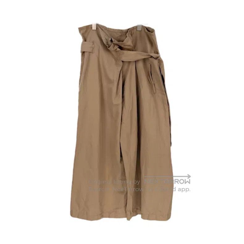 Loewe Loewe size S Khaki Cotton Linen Wide Leg Pants with Leather Size 26" / US 2 / IT 38 - 1 Thumbnail