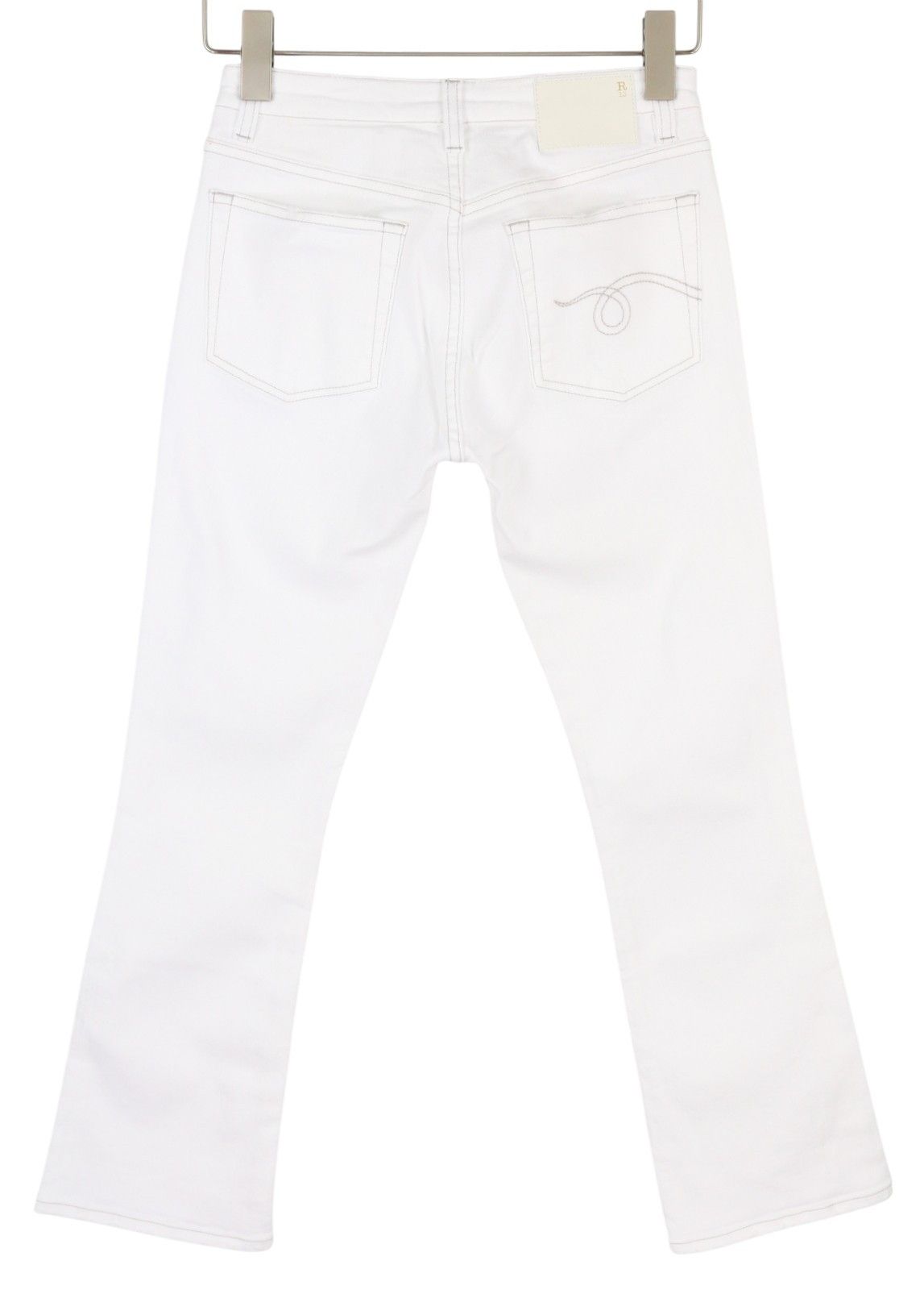 R13 KICK FIT 25 Bale White Flared Cropped Light Jeans 86190 Size 25" / US 0 / IT 36 - 4 Thumbnail