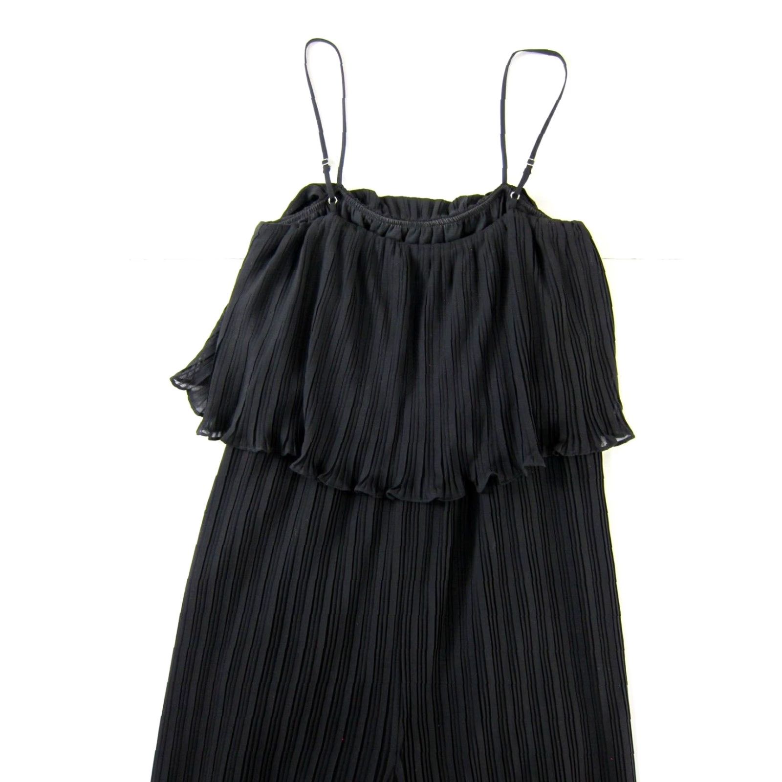 Vintage Gianni Bini Black Ribbed Spaghetti Strap Wide Leg Romper Jumpsuit Women Medium Size 32" / US 10 / IT 46 - 4 Thumbnail