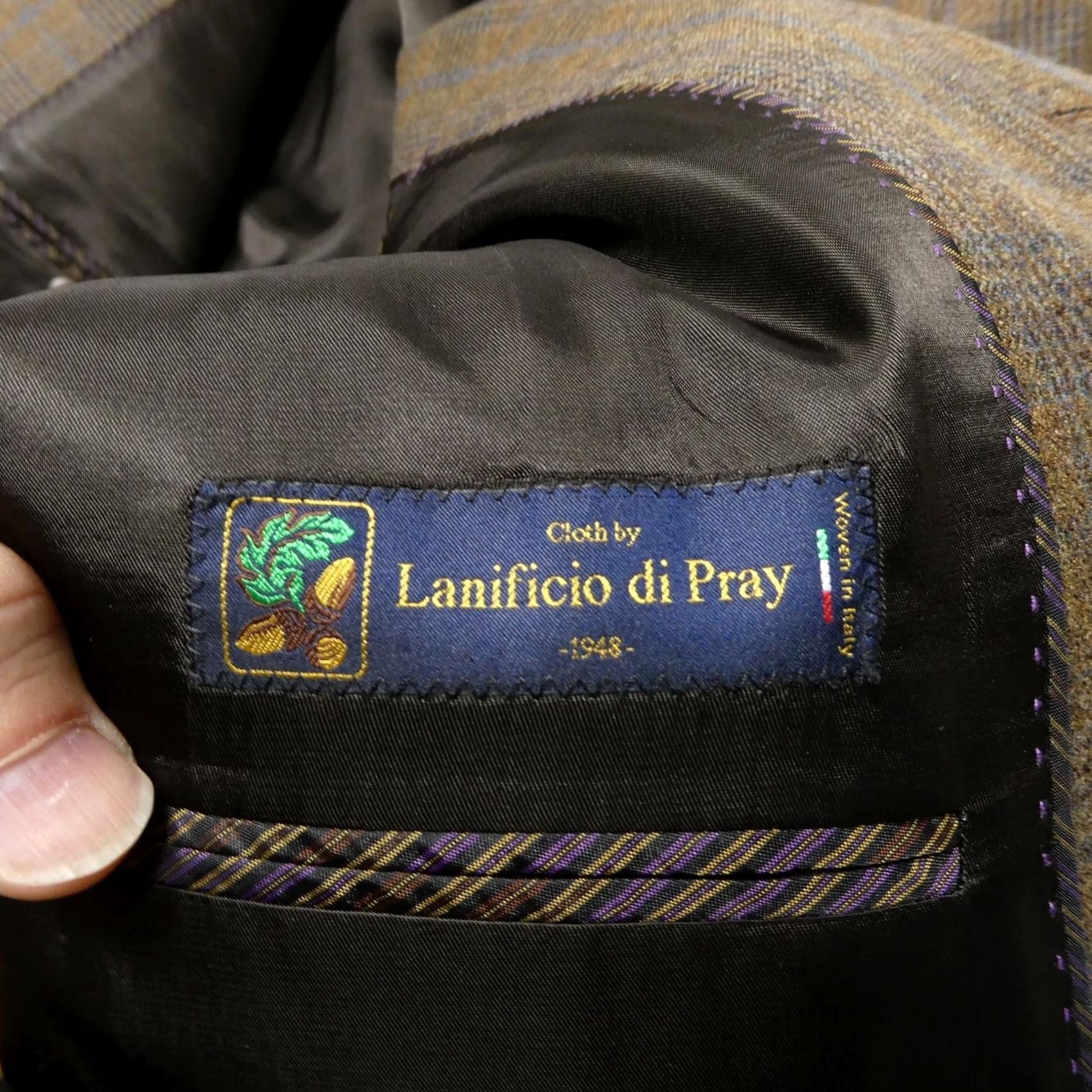 Linea Linea Sport Coat Mens 46L Long Brown Plaid Wool Tweed Blazer Jacket Canada Size 46R - 6 Thumbnail
