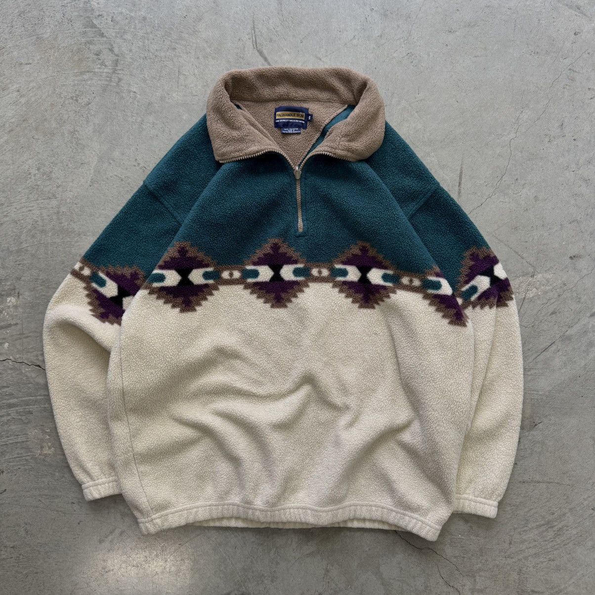 Vintage Vintage 90s Aztec Polo Country Style Quarter Zip Fleece Size US S / EU 44-46 / 1 - 1 Thumbnail