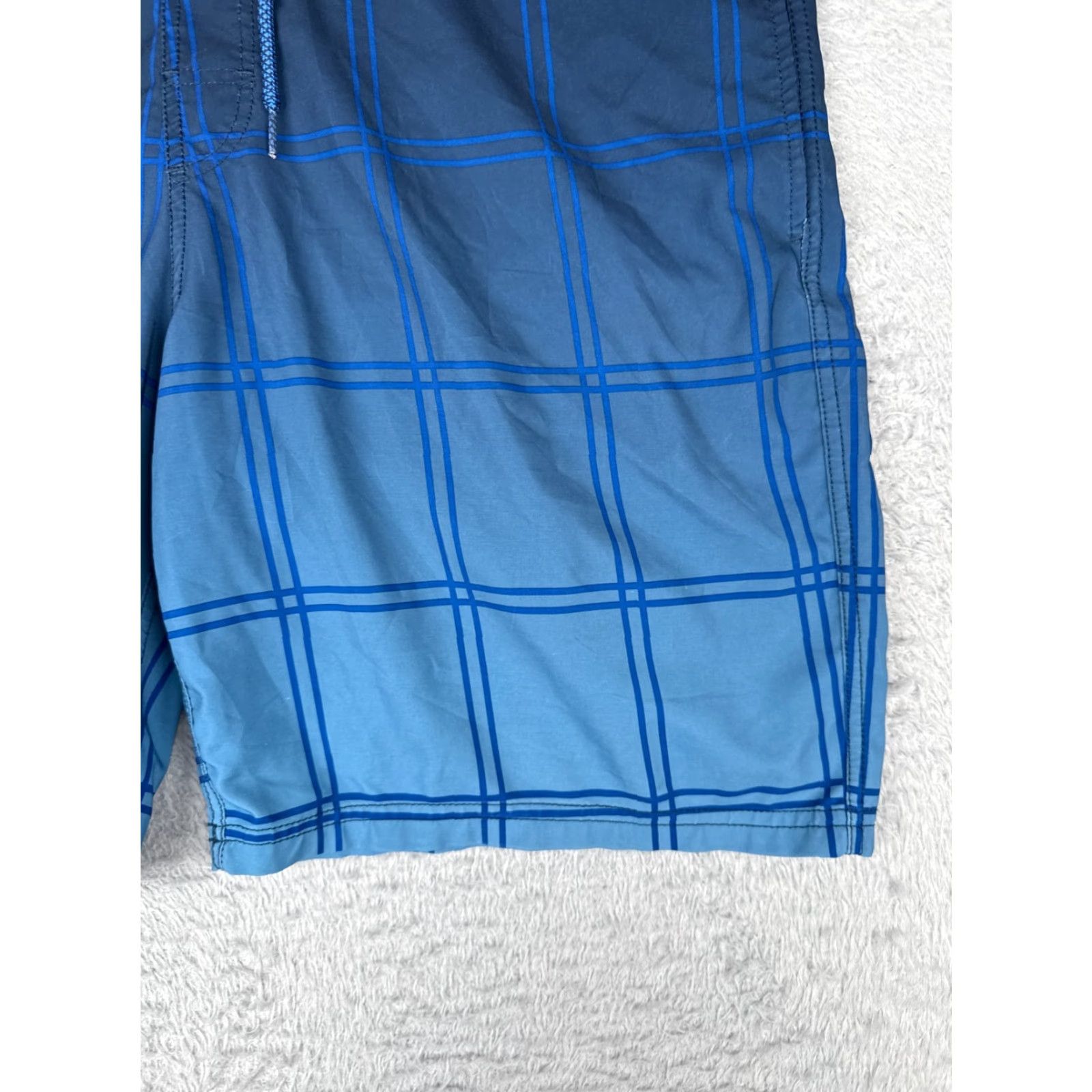 George George Board Shorts Mens Large Blue Plaid 100% Polyester Trunks Cargo 36x9 Swim Bottoms Docked? Size US 33 - 2 Thumbnail