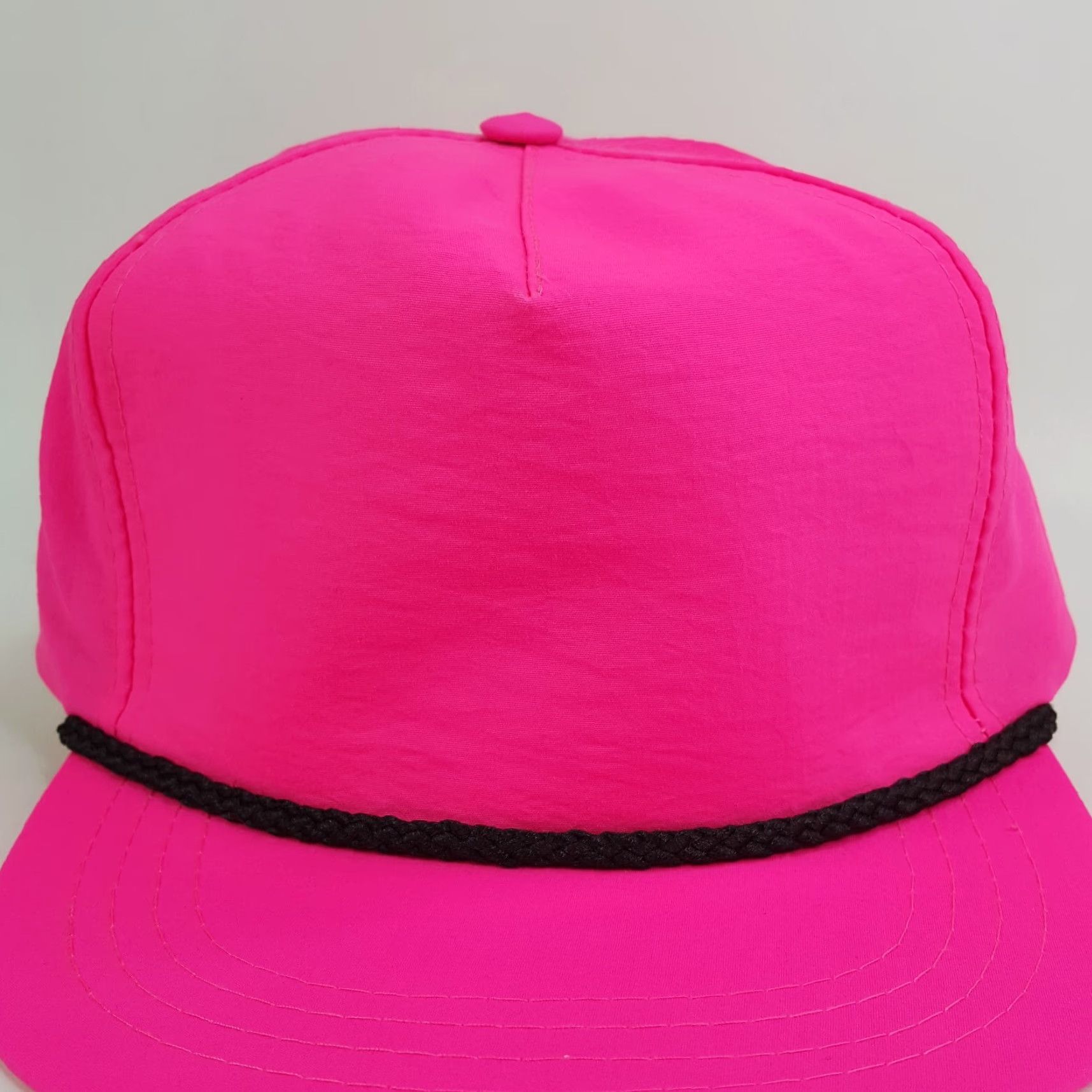 Vintage VINTAGE 80s Neon Pink Trucker Hat Town Talk Adjustable Snapback Cap Navy USA Rose Pink Logo Embroidered Plain Solid Pattern Hat Mens Size ONE SIZE - 4 Thumbnail