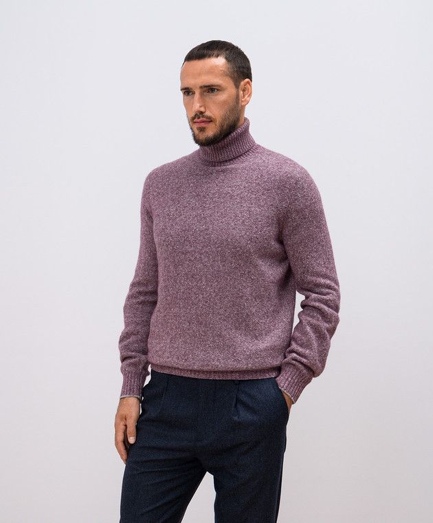 Brunello Cucinelli o1y0526 Turtleneck Sweater in Purple Size US XL / EU 56 / 4 - 3 Thumbnail