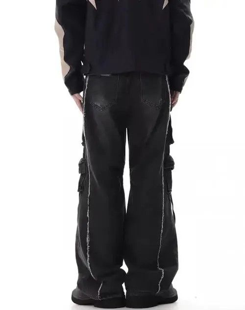 Japanese Brand × Jean Retro heavy industry beggar ripped workwear wide leg jeans Size US 32 / EU 48 - 2 Thumbnail