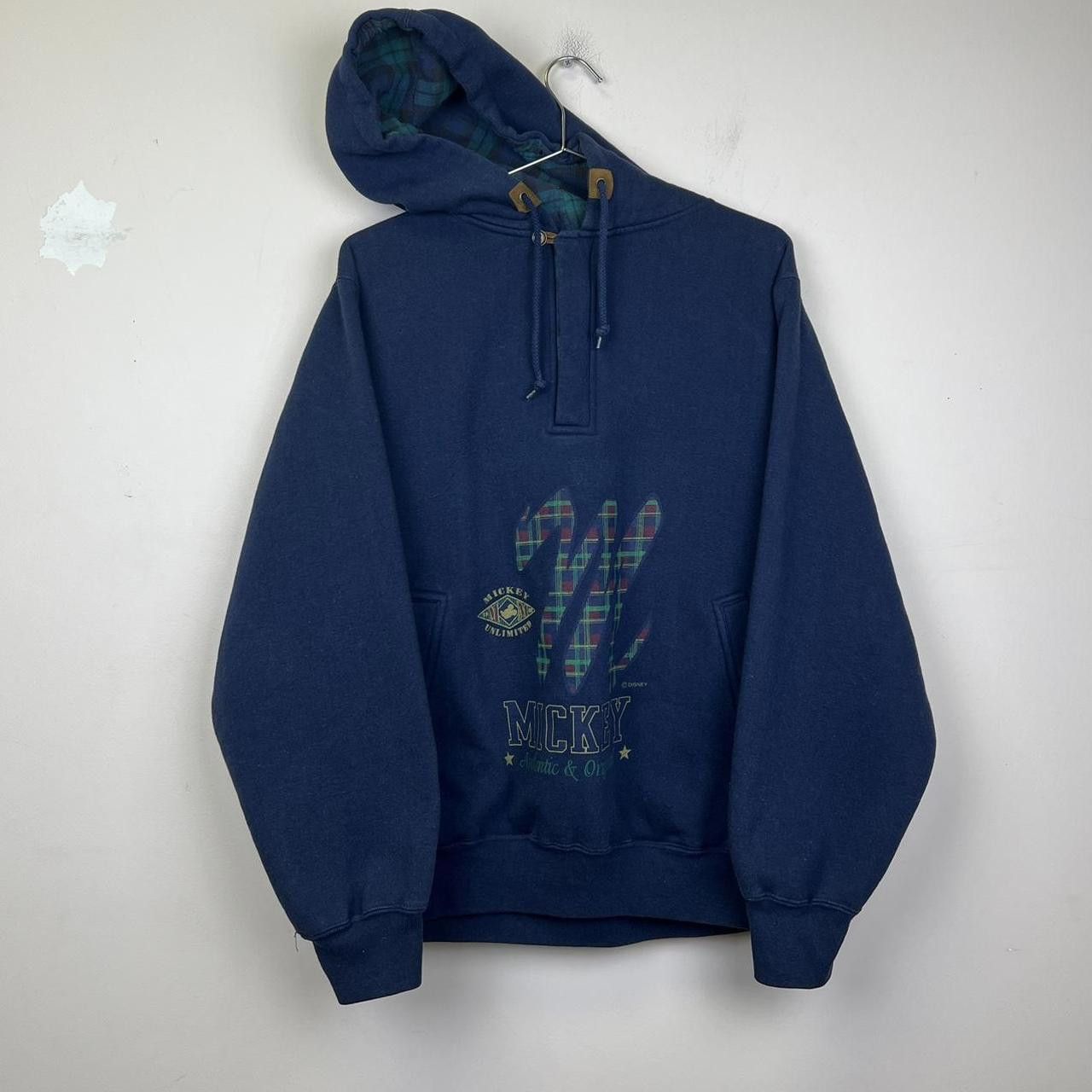 Disney Mickey Unlimited Hoodie with Plaid Lining 90s Vintage Size US M / EU 48-50 / 2 - 1 Thumbnail