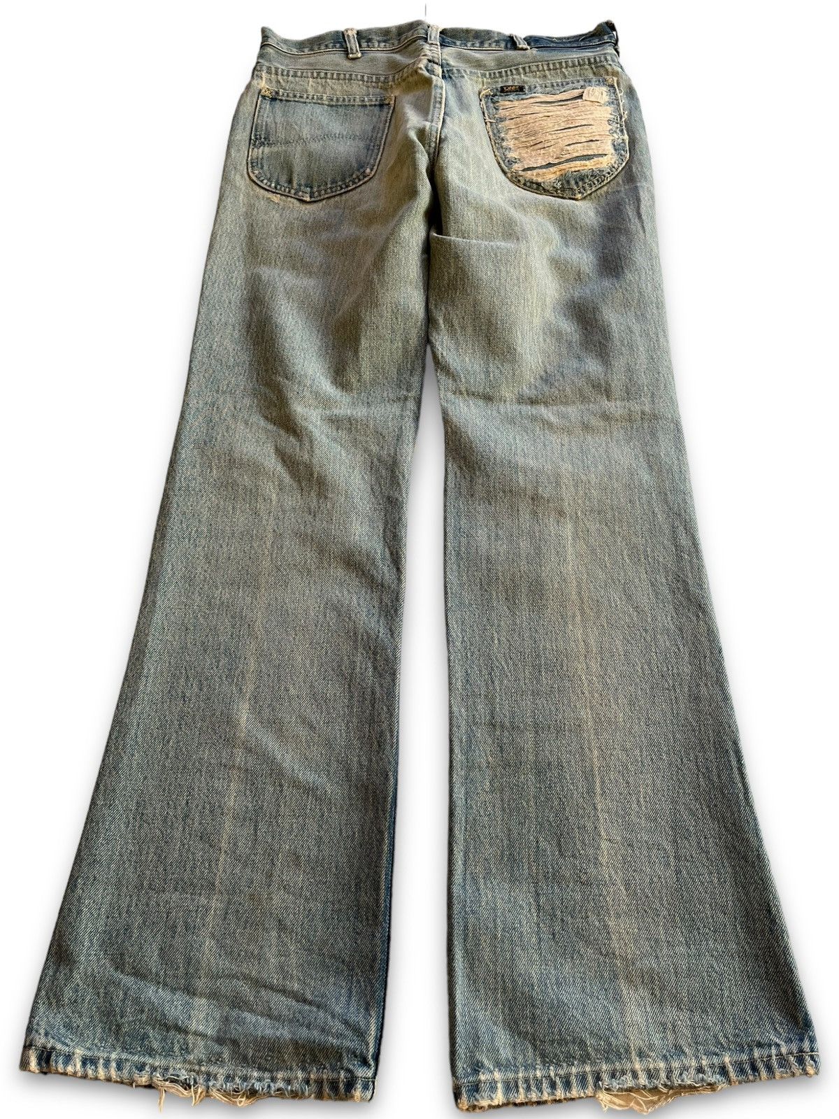 Lee Vintage 70s Lee Riders Talon Zipper Distressed Flare Jeans Size US 32 / EU 48 - 2 Thumbnail