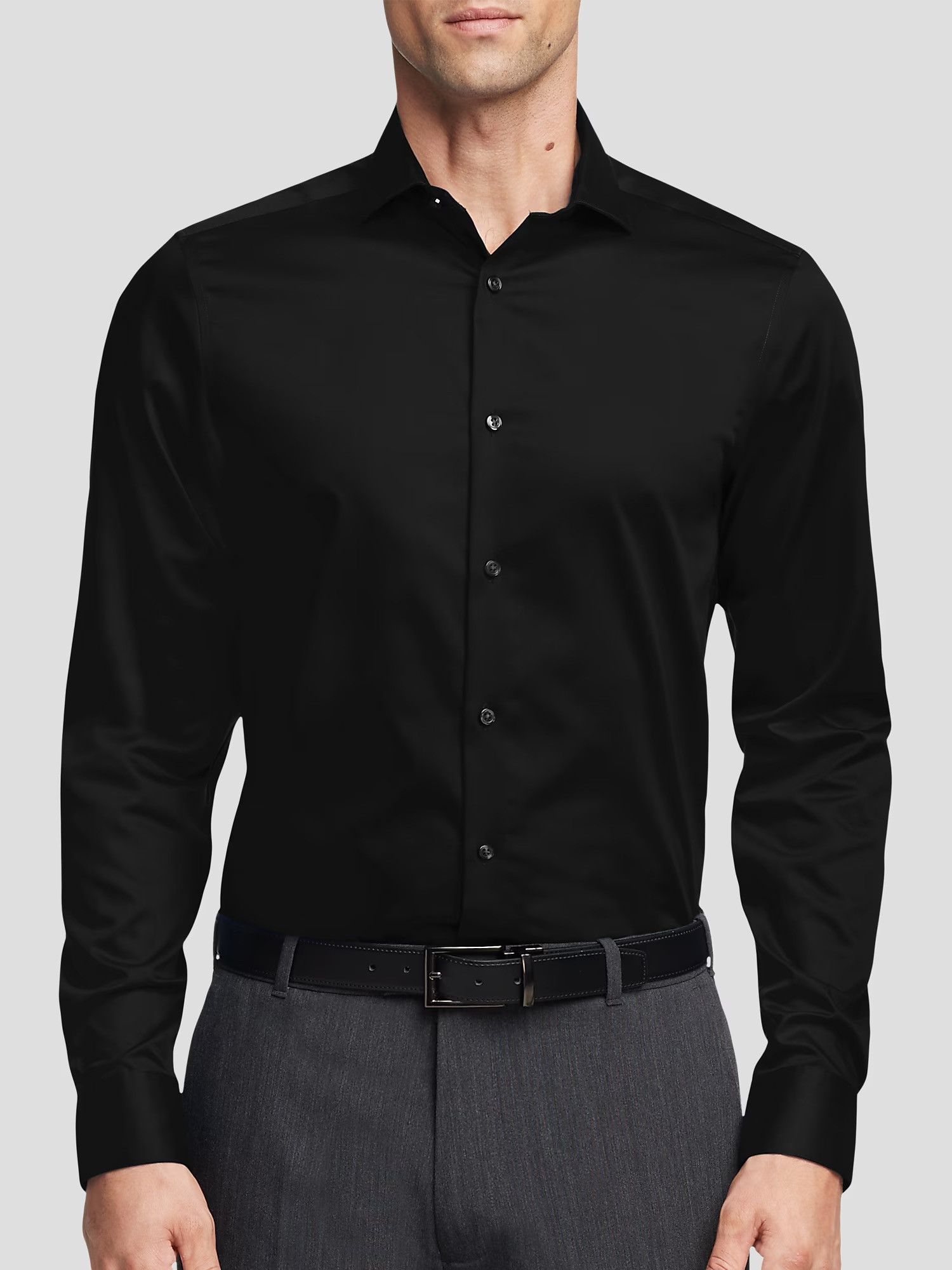 Calvin Klein CALVIN KLEIN MENS SLIM FIT BLACK DRESS SHIRT Size US M / EU 48-50 / 2 - 2 Thumbnail