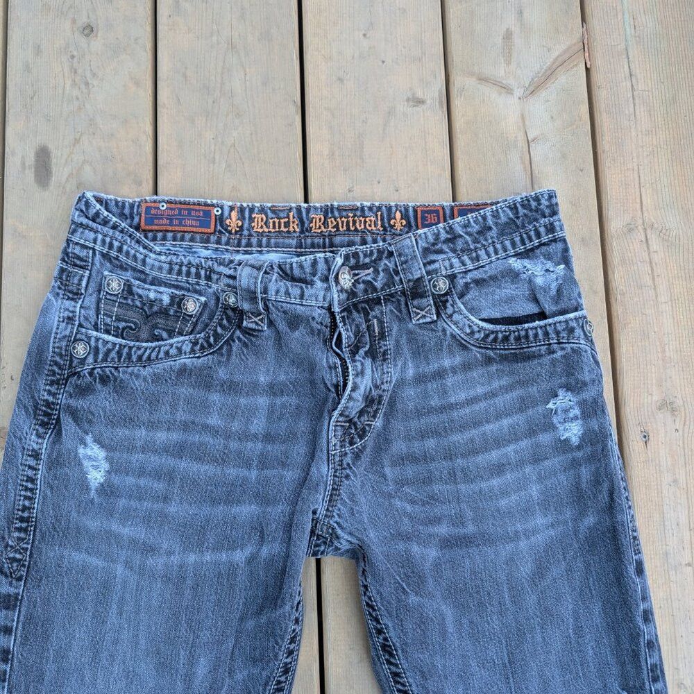 Rock Revival Rock Revival Jeans Men's 36 Blue Denim Dark Wash Faded Dist Size US 36 / EU 52 - 4 Thumbnail