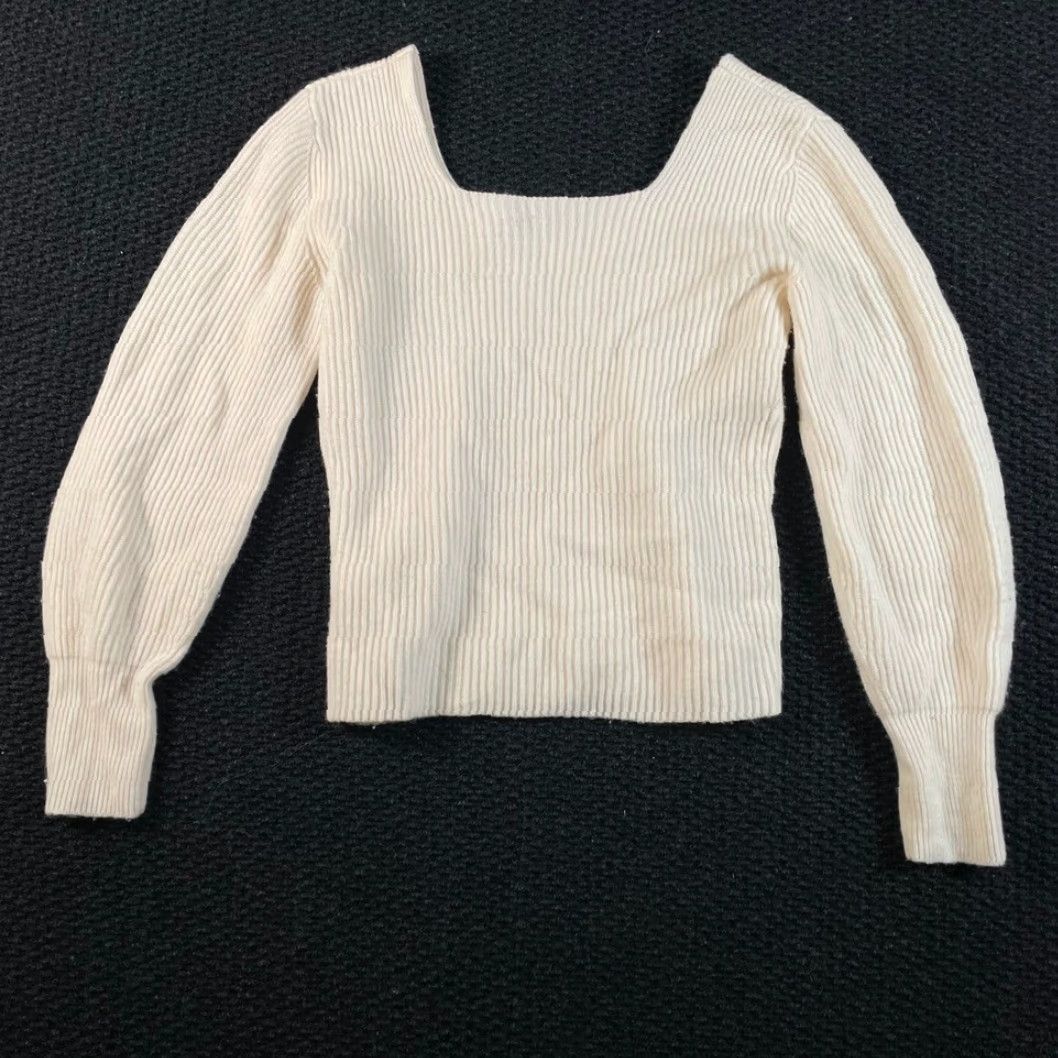 Madewell Madewell Cream Ribbed Knit Square Neckline Sweater Women Size Medium Size M / US 6-8 / IT 42-44 - 3 Thumbnail