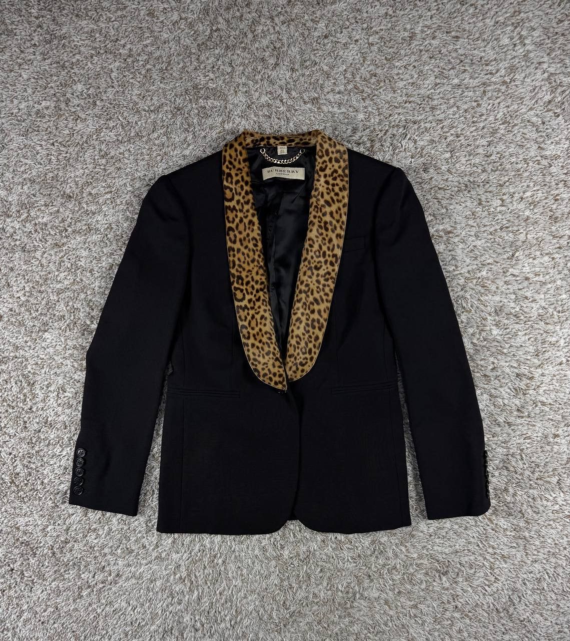Burberry Burberry London Leopard Pony Hair Shawl Collar Wool Blazer Size L / US 10 / IT 46 - 1 Thumbnail
