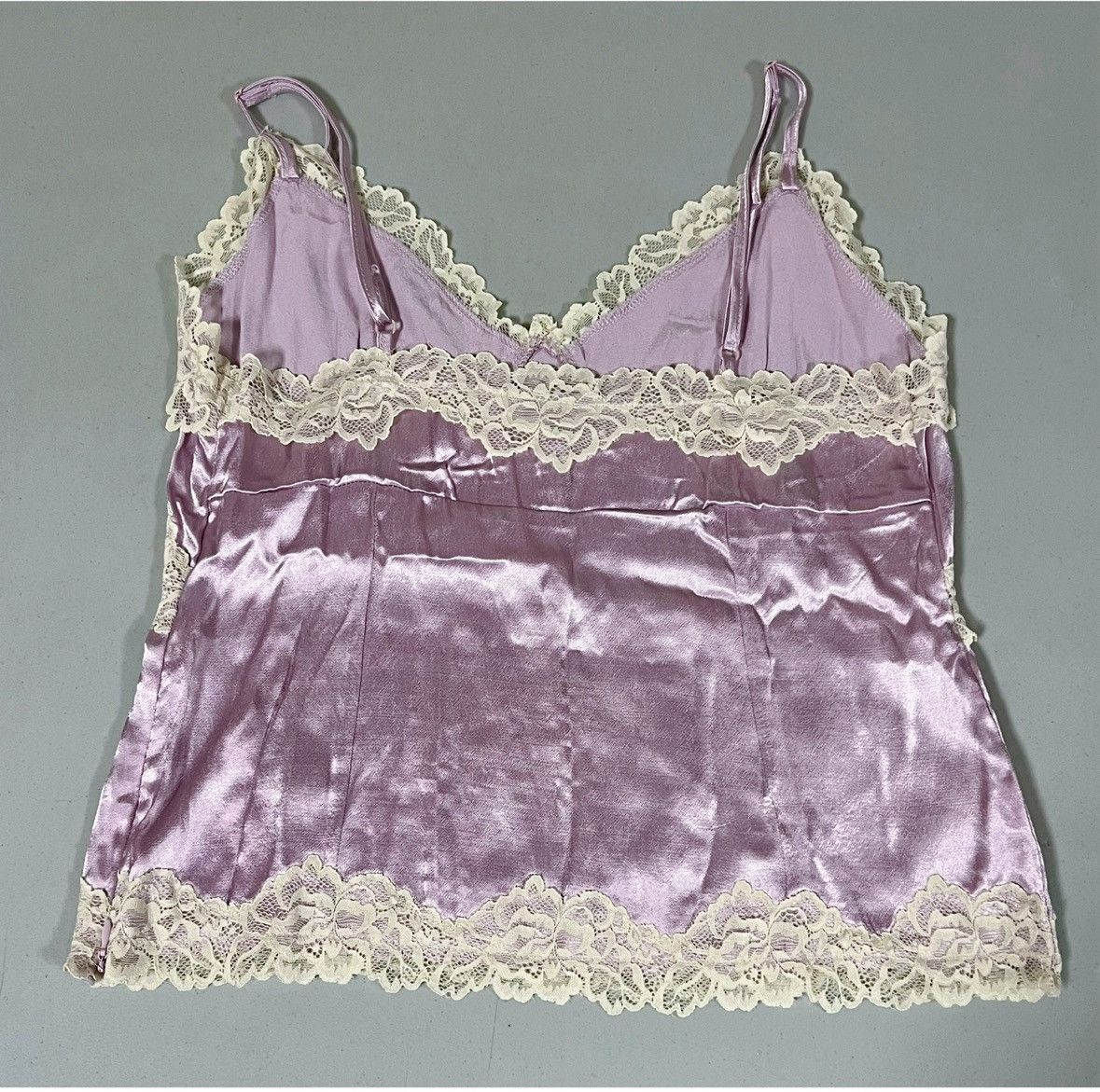 Vintage Purple Lavender Silk Satin Lace Top Shirt Blouse Size M ✨ Size M / US 6-8 / IT 42-44 - 3 Thumbnail