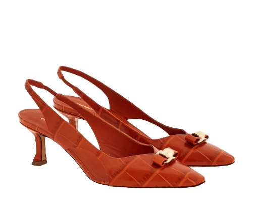 Salvatore Ferragamo o1s1rm0924 Mini Bow Slingback Pumps in Brown Size US 7.5 / IT 37.5 - 6 Thumbnail