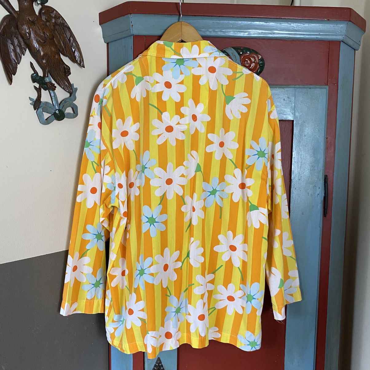 Enrico Coveri Enrico Coveri Yellow Daisy Stripe Pajama Shirt Size L / US 10 / IT 46 - 7 Thumbnail