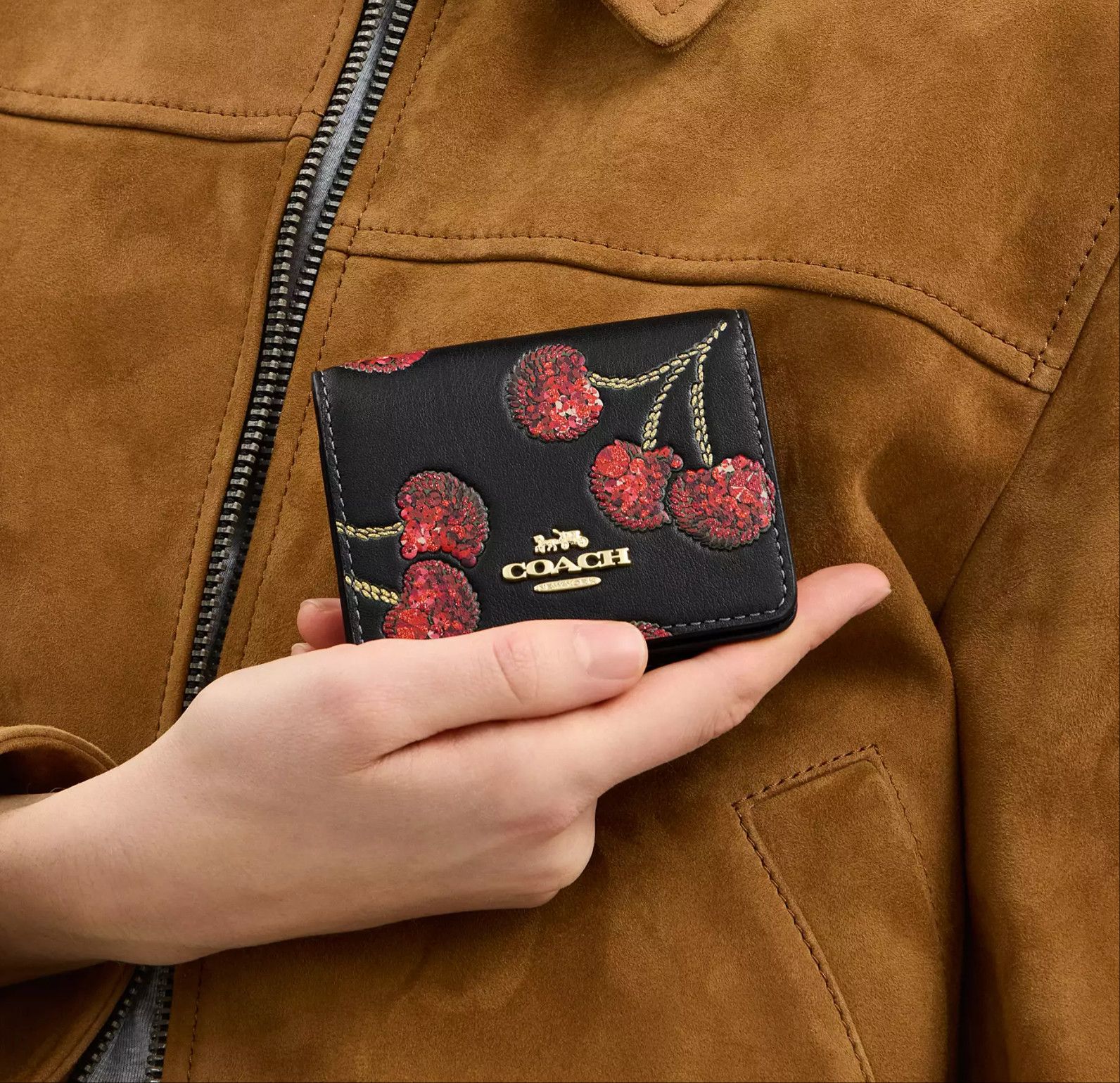 Coach NWT Coach CDE98 Mini Wallet On A Chain With Cherry Print Size ONE SIZE - 7 Thumbnail