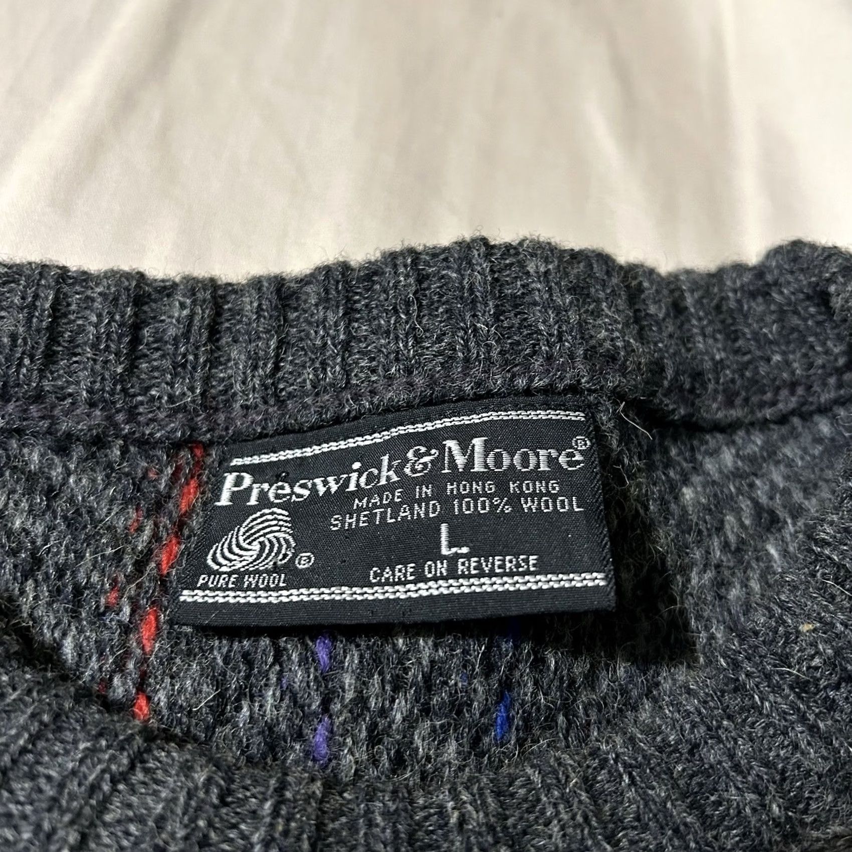 Vintage VINTAGE Preswick & Moore Shetland Wool Sweater L Mens 90s Gray Pullover Size US L / EU 52-54 / 3 - 3 Thumbnail