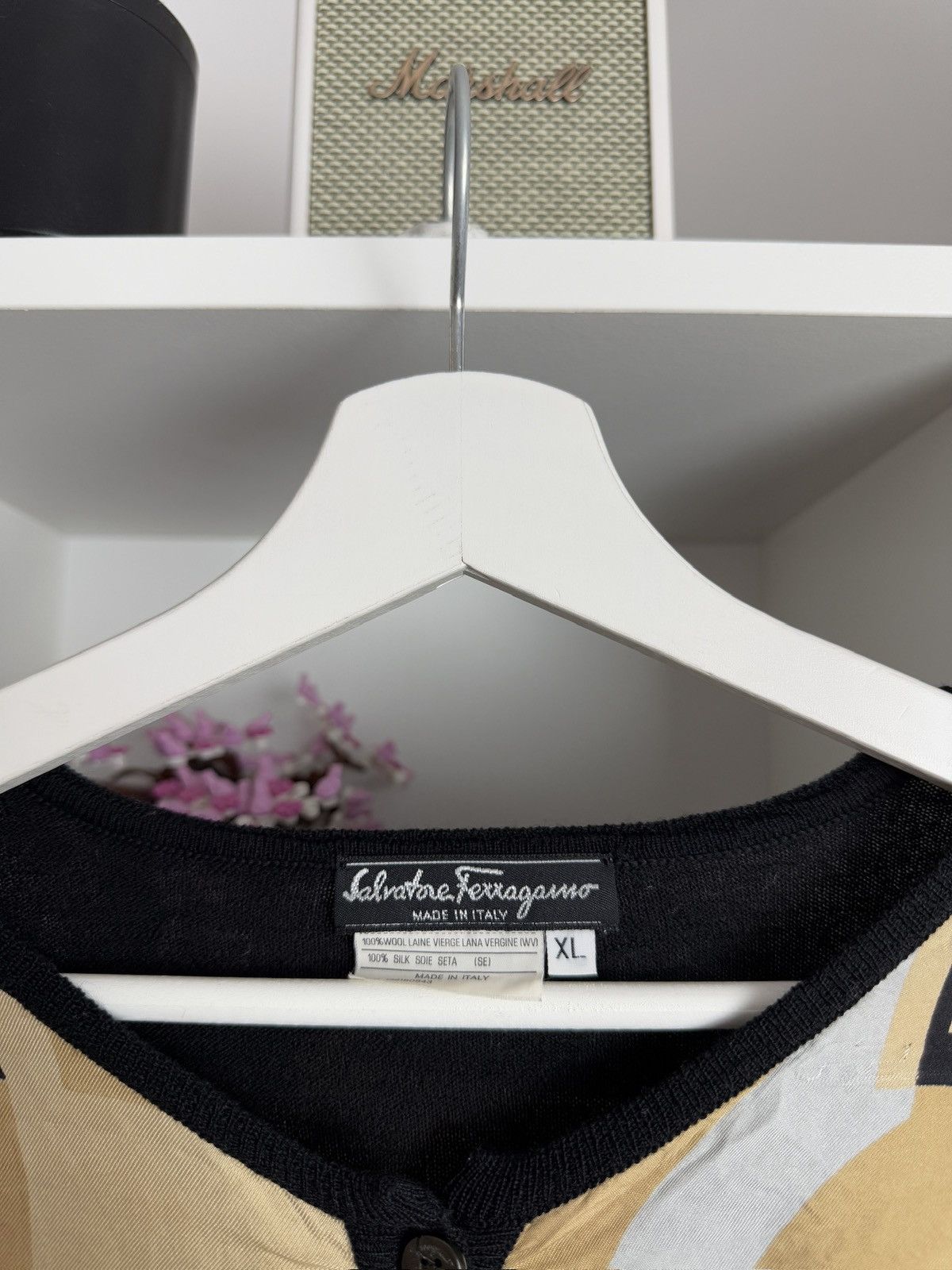 Designer × Salvatore Ferragamo × Vintage Vintage 90s Salvatore Ferragamo silk & wool cardigan sweater Size M / US 6-8 / IT 42-44 - 4 Thumbnail