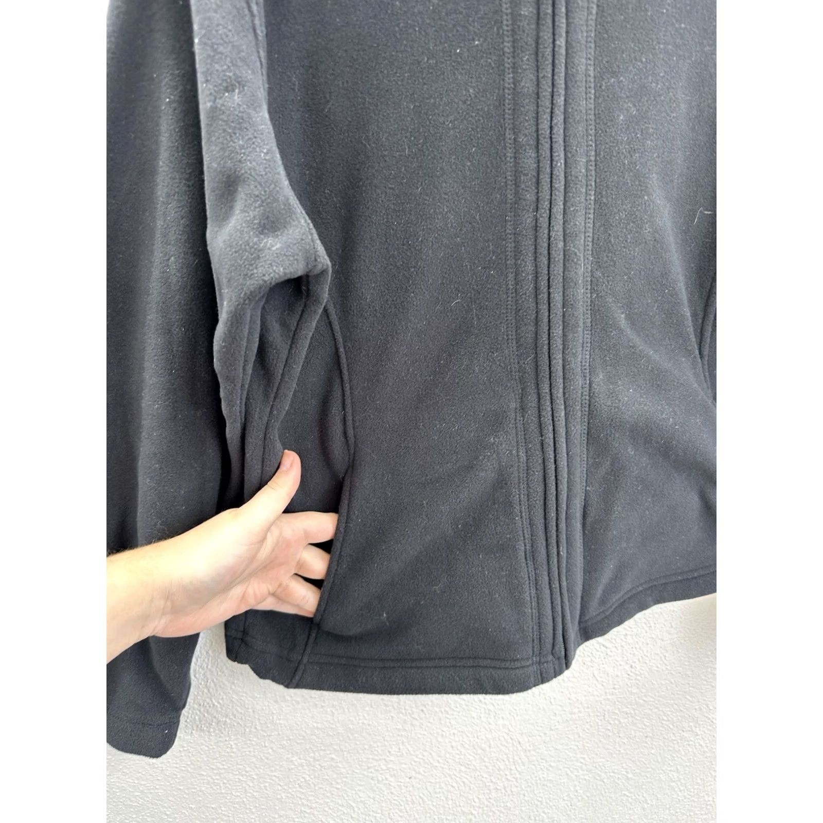 Avia Avia Jacket Womens Black Zip Up Hooded Malden Mills Polar Fleece Size Large Long Sleeve Mid-Length Front Zipper Regular Fit 80s 90s Vintage: No Size L / US 10 / IT 46 - 3 Thumbnail