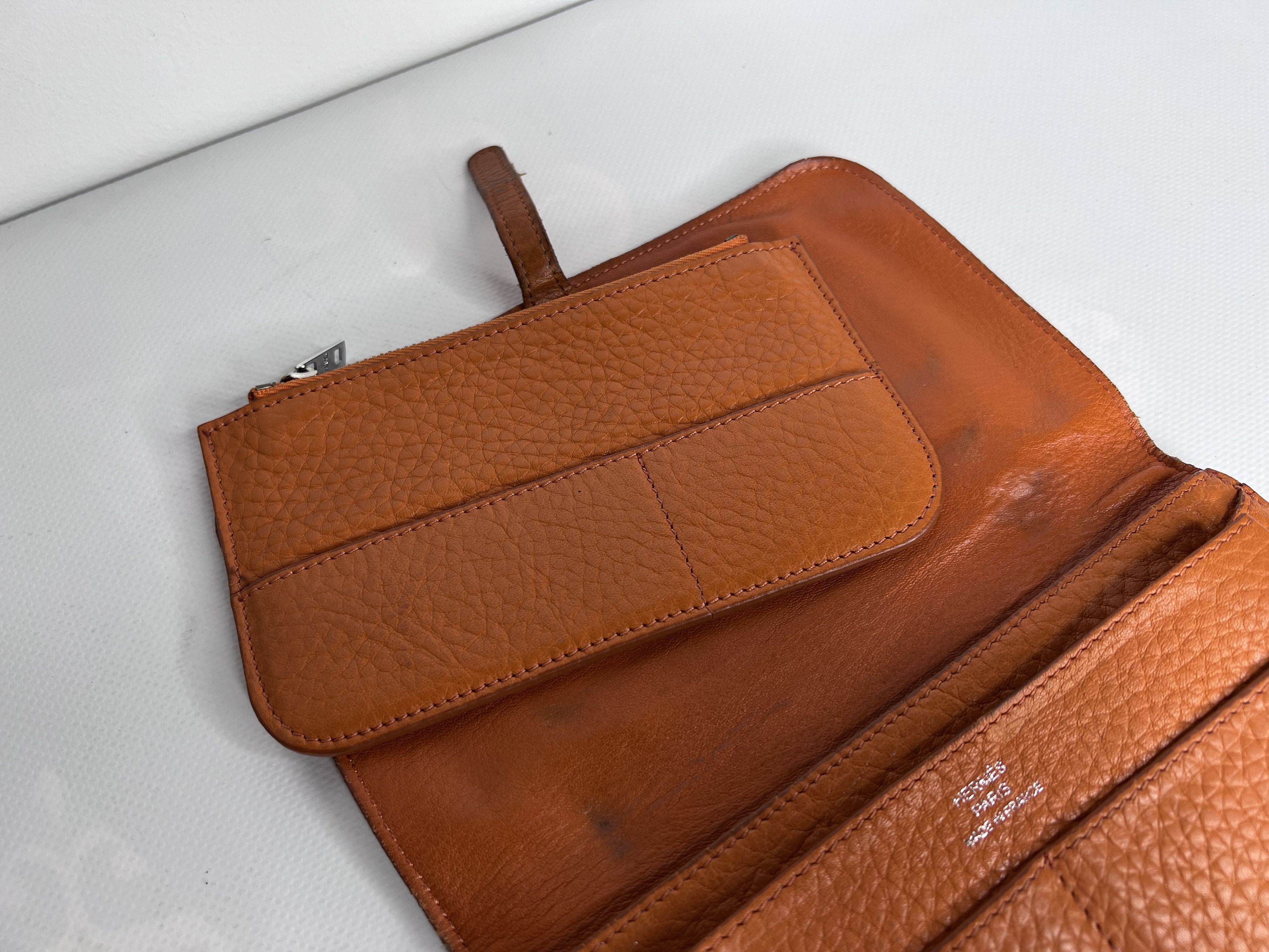 Hermes HERMES DOGON GM TOGO LEATHER LONG BIFOLD WALLET ORANGE Size ONE SIZE - 7 Thumbnail