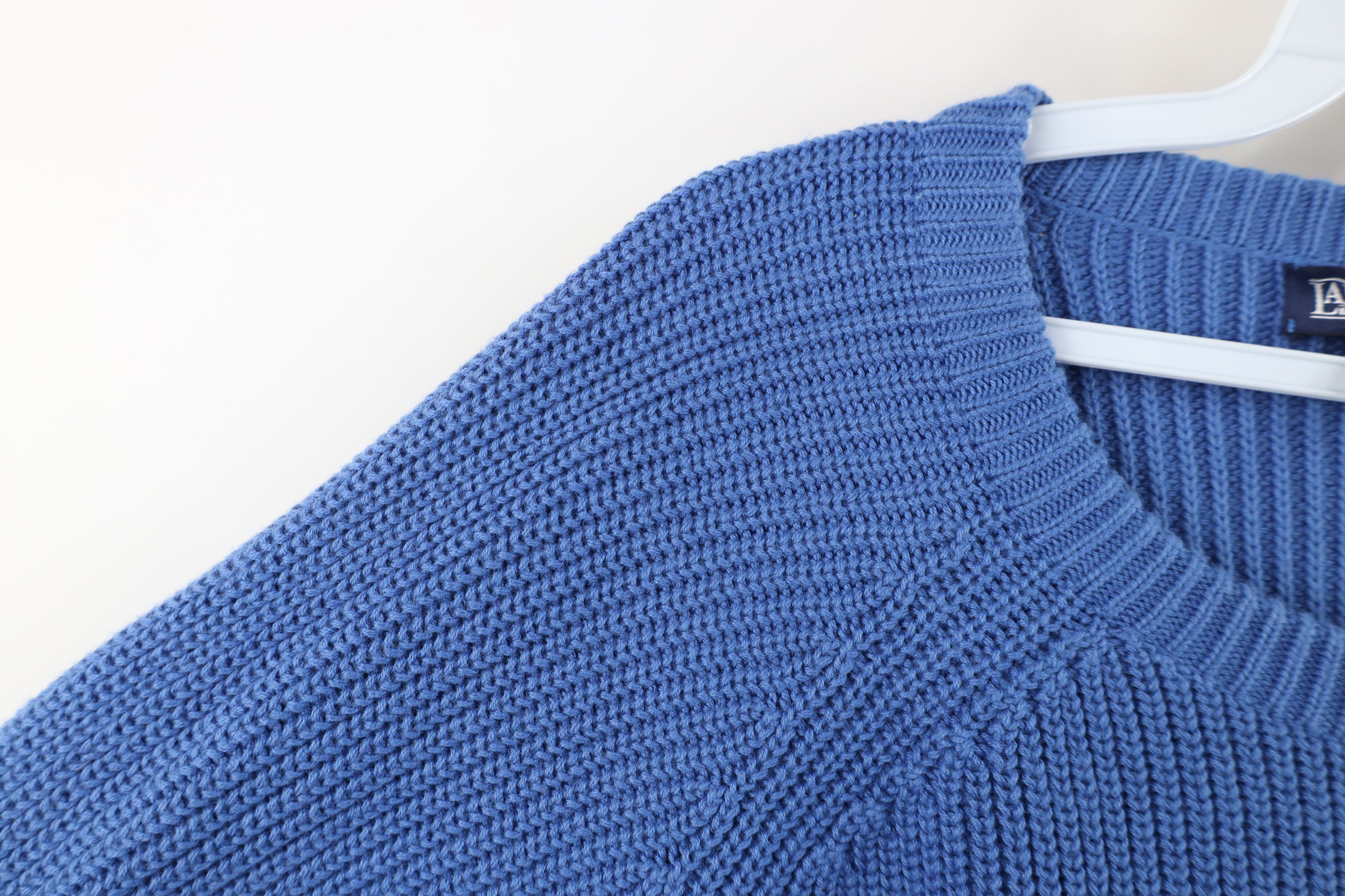 Lands' End Vintage 90s Lands End Cotton Ribbed Knit Sweater Blue USA Size US L / EU 52-54 / 3 - 5 Thumbnail