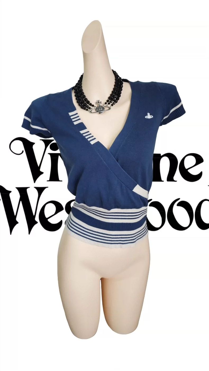 Vivienne Westwood Vivienne Westwood Dark blue V-neck shirt Size M / US 6-8 / IT 42-44 - 1 Thumbnail
