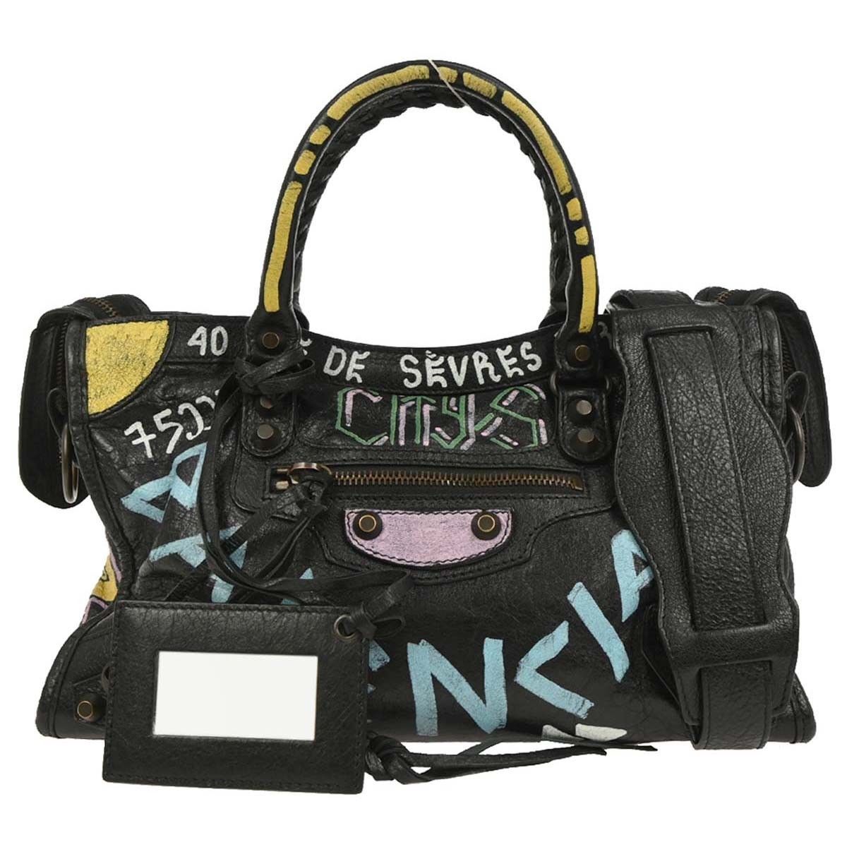 Balenciaga Balenciaga City Graffiti Classic Studs Bag Leather Size ONE SIZE - 1 Thumbnail
