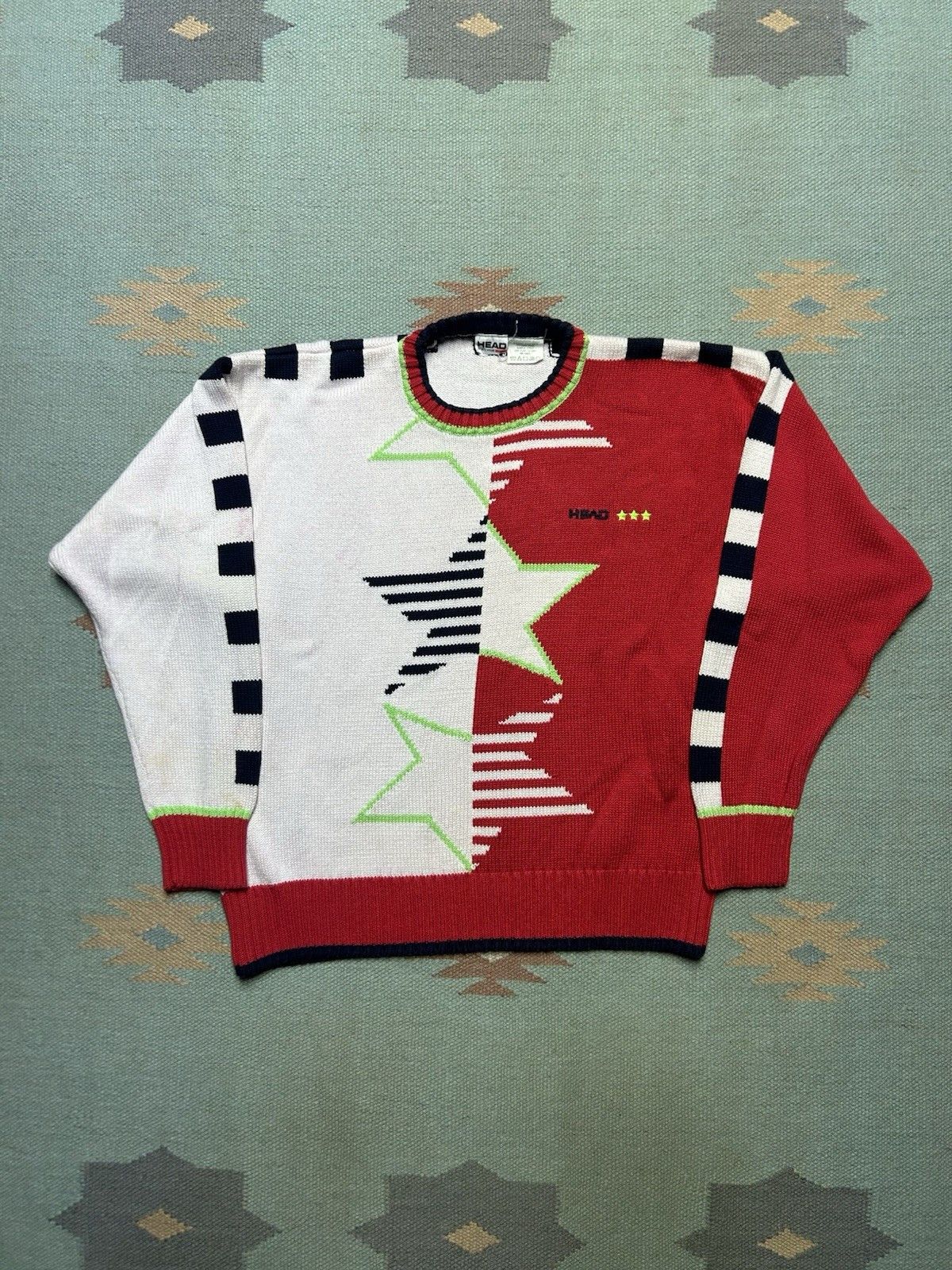Vintage Vtg 80s head sportswear knit sweater ski snow stars boxy M Size US M / EU 48-50 / 2 - 1 Thumbnail