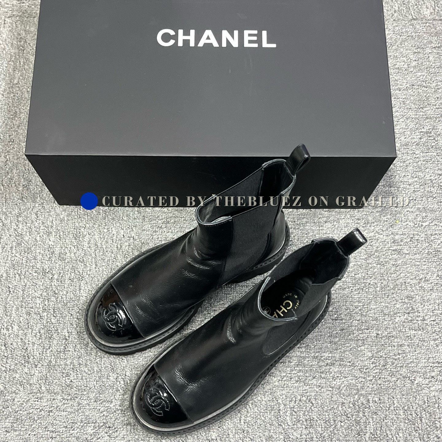 Chanel Chanel Black Crinkled Calfskin Chelsea Boots Size US 5.5 / IT 35.5 - 1 Thumbnail