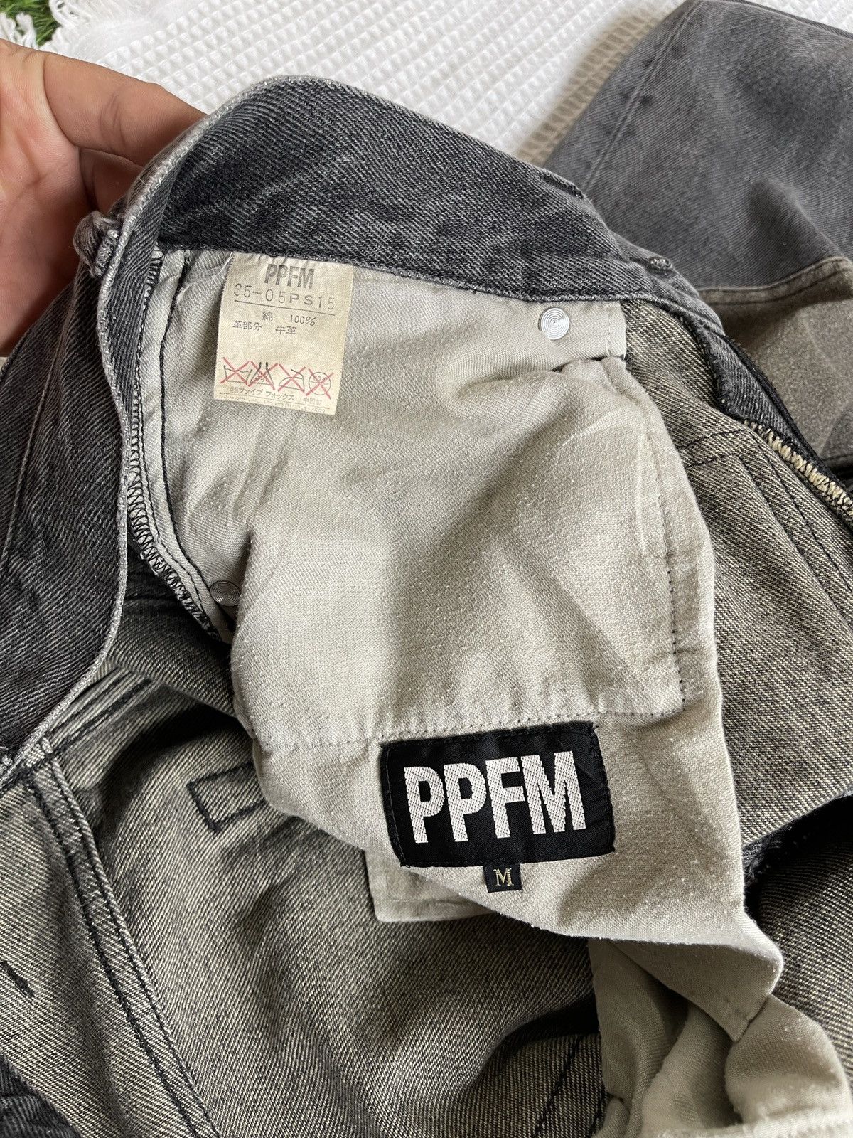 PPFM Vintage’90s🔥PPFM🔥Double Knee Leather Part CowHide Jeans Size US 31 - 21 Thumbnail
