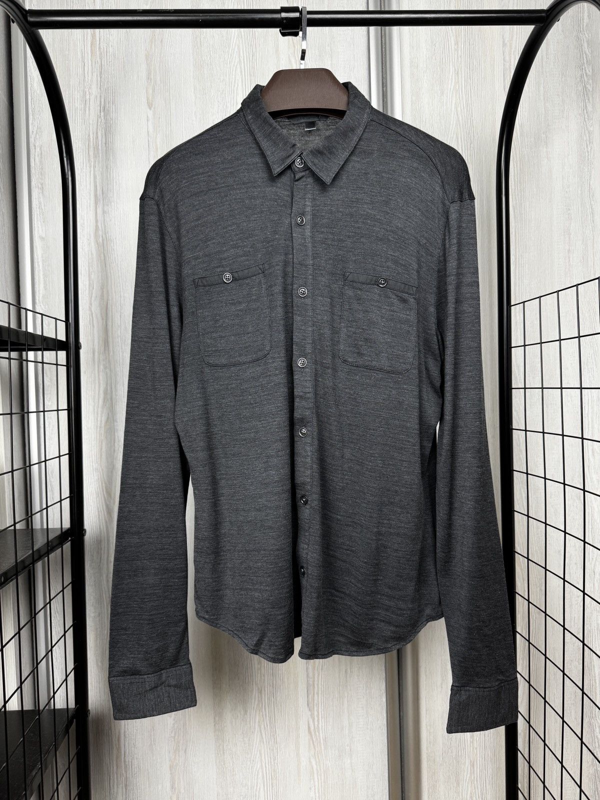 John Varvatos John Varvatos Collection Men's Grey Silk Cotton Knit Shirt Size US M / EU 48-50 / 2 - 1 Thumbnail
