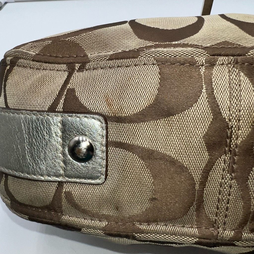 Coach COACH Signature ZOE HOBO Khaki/metallic Jacquard Leather Bag Size ONE SIZE - 11 Thumbnail