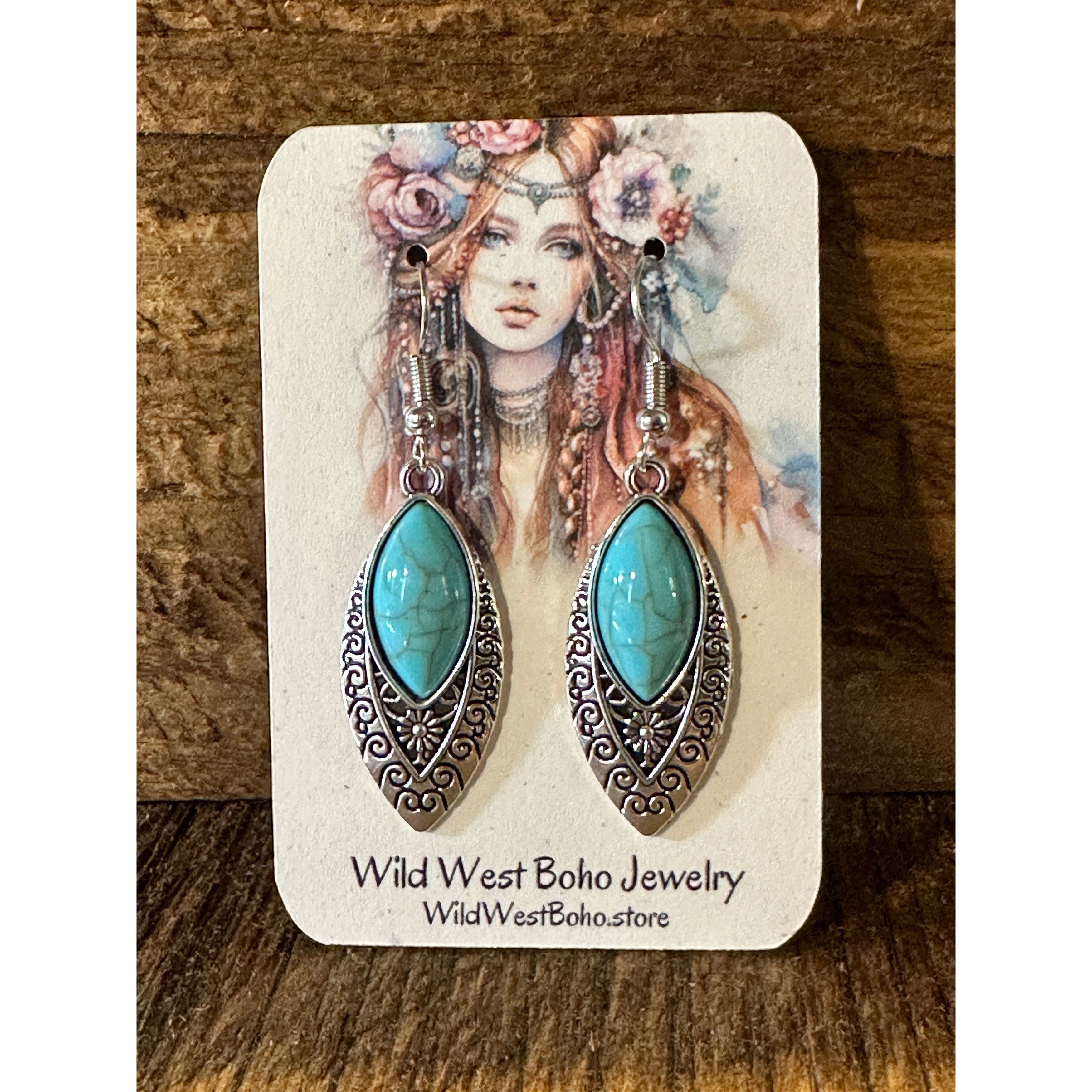 Other Boho Vintage Chic Southwestern Dangle Wire Earrings, Turquoi Size ONE SIZE - 9 Thumbnail