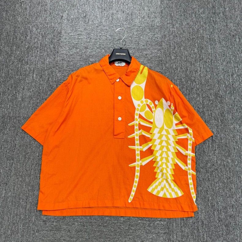 Hermes Hermes Lobster Print Short Sleeve Size US XL / EU 56 / 4 - 1 Thumbnail