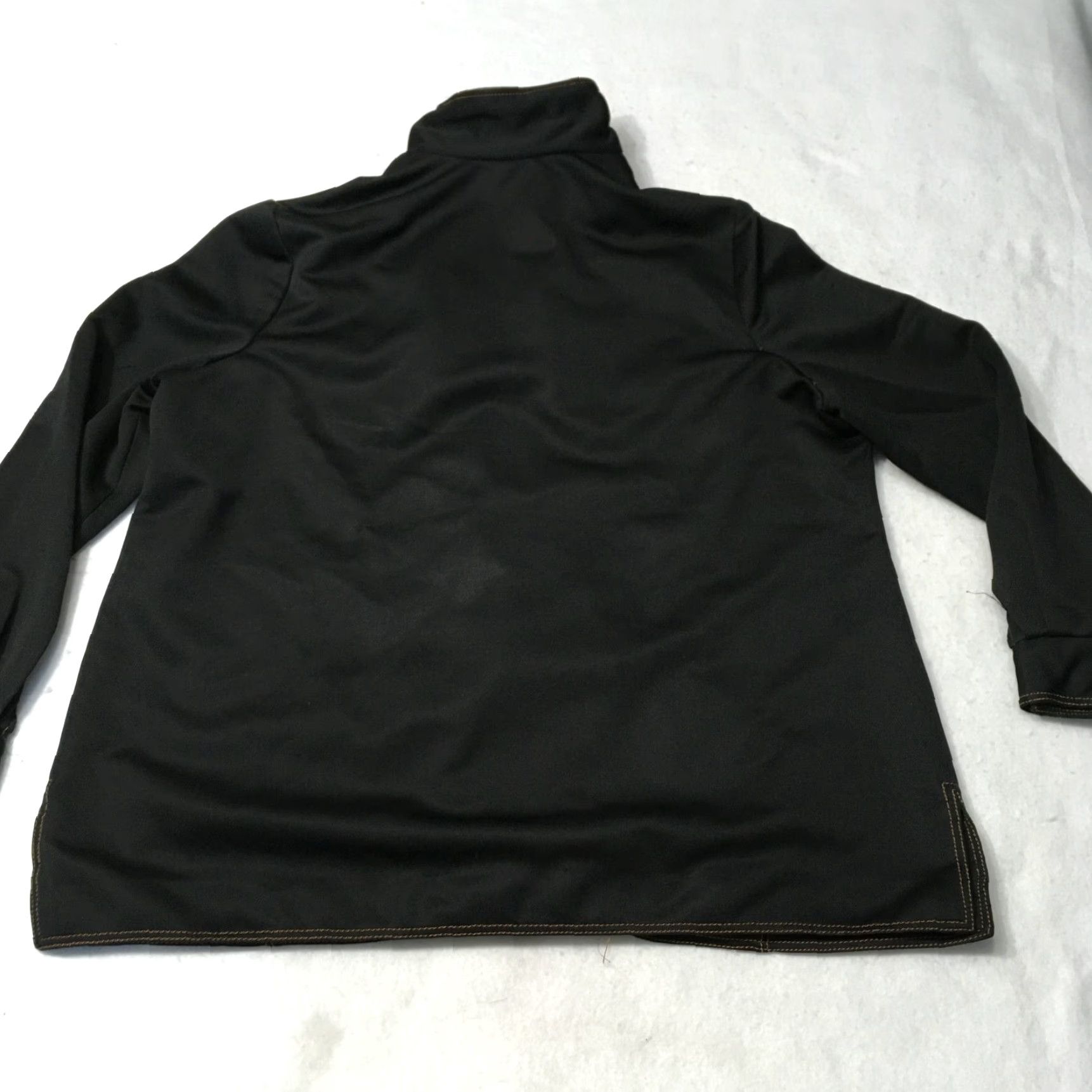Vintage VINTAGE London Lass Shirt XL Black Cotton Woven Button-Up Zip Collar Spread USA 1970s 70s Distress Mens Size US XL / EU 56 / 4 - 8 Thumbnail
