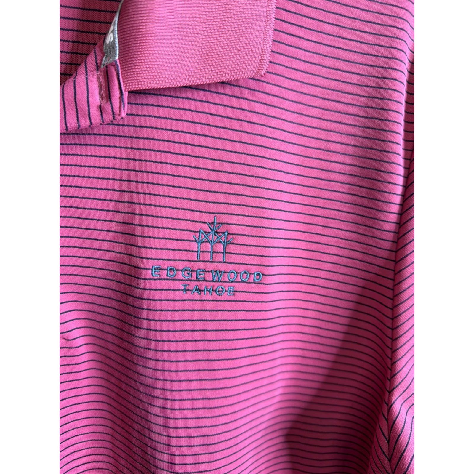 Adidas Adidas Polo Shirt Mens Large Pink Edgewood Lake Tahoe Golf Performance/Activewear/Casual/Workwear/Travel Button Collared Short Sleeve Size US L / EU 52-54 / 3 - 3 Thumbnail