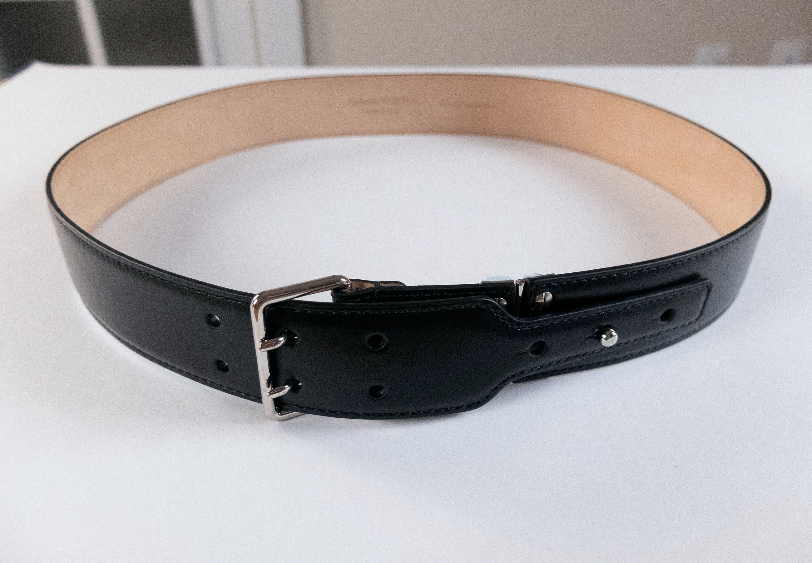 Alexander McQueen ALEXANDER MCQUEEN black leather military belt Size 90 q Size 34 - 3 Thumbnail