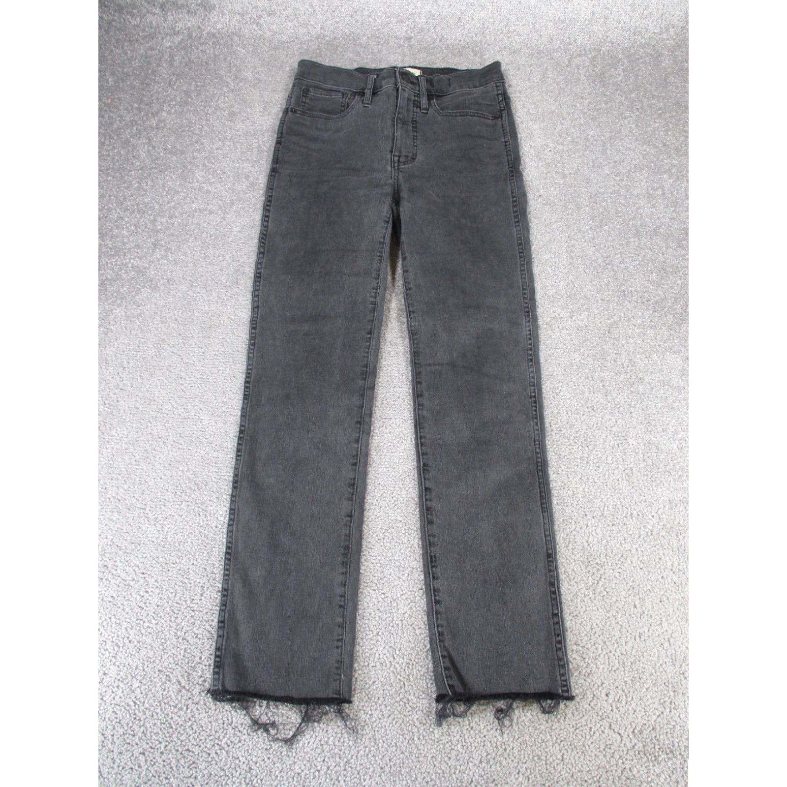 Madewell Madewell Jeans Womens 24 Stovepipe Gray Denim Raw Hem Straight Fit, Zip Closure, Charcoal Wash, Mid Rise, Regular Size 24 Womens Jeans Size 42" / US 20 - 2 Thumbnail