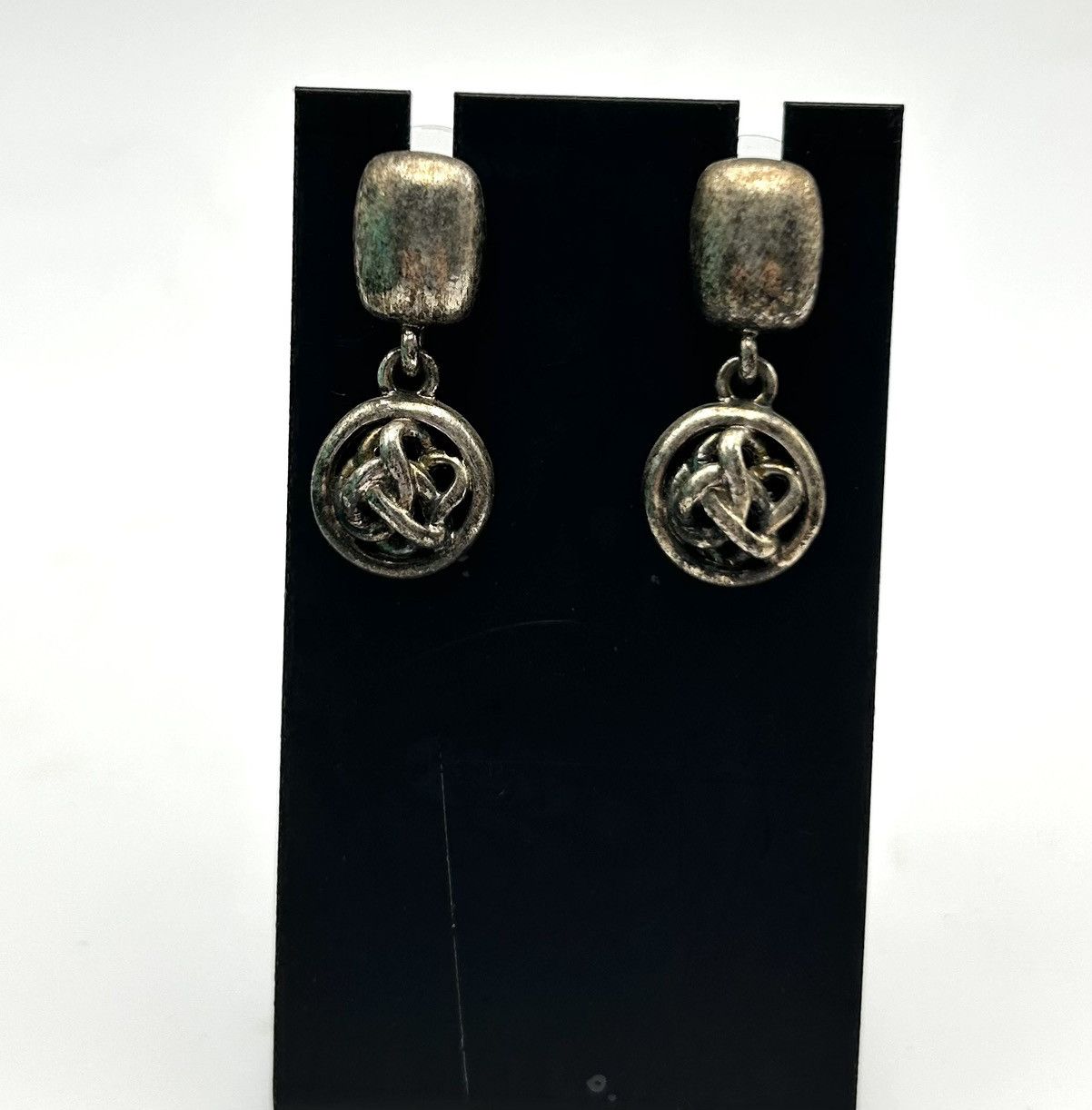 Other Vintage Industrial Grunge Patina Silver Knot Drop Earrings Size ONE SIZE - 2 Thumbnail