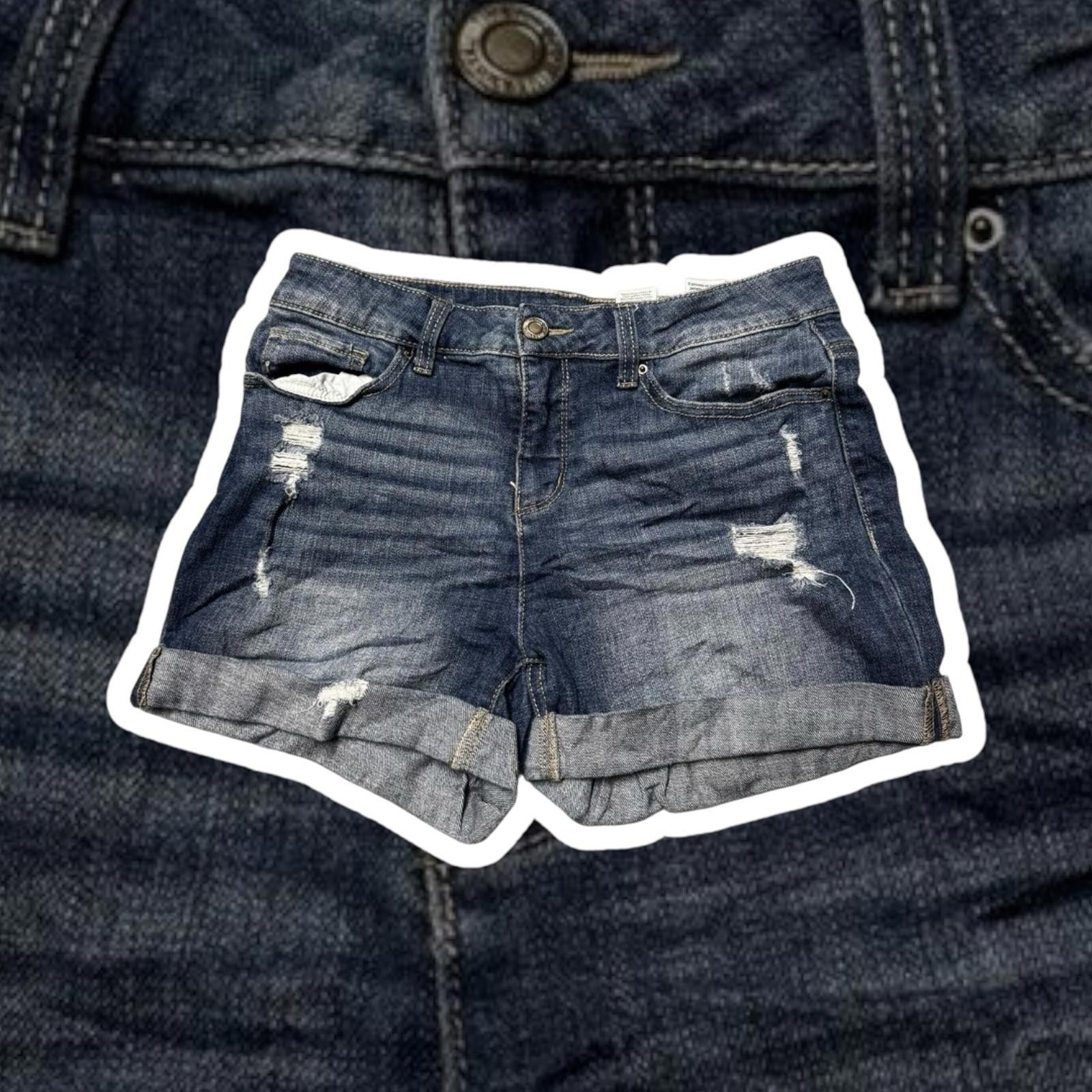 Designer Time and Tru Mid-Rise Distressed Denim Shorts Size 27" / US 4 / IT 40 - 1 Thumbnail