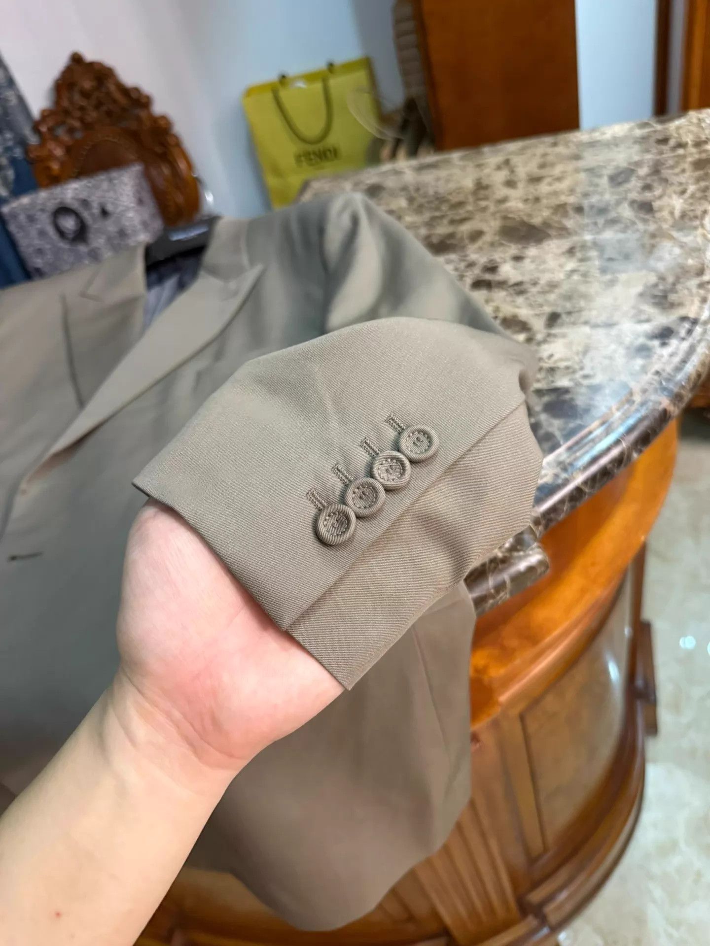 Dior DIOR light brown side fabric button blazer 48 Size 48R - 4 Thumbnail