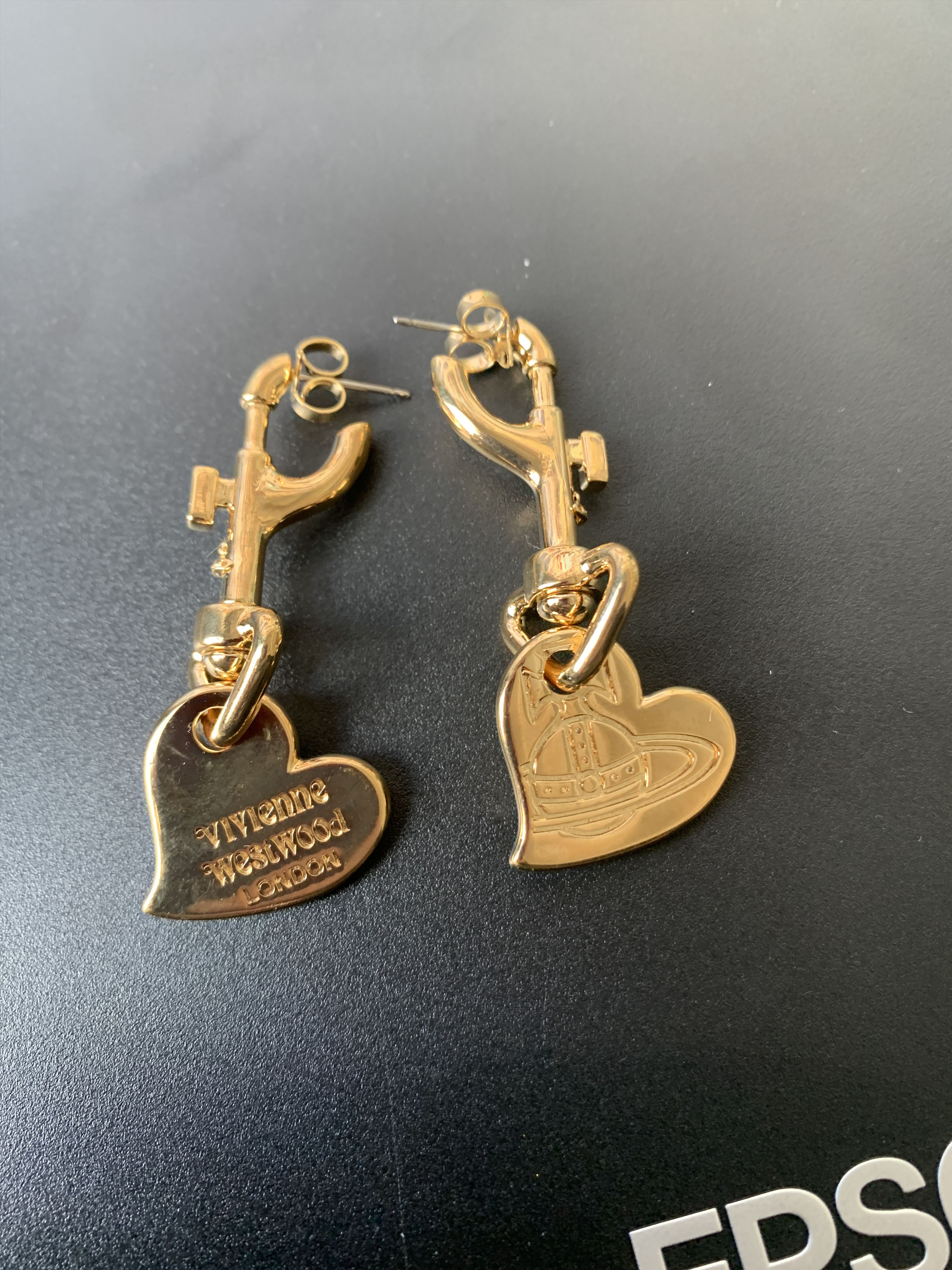 Vivienne Westwood New Beautiful Gold Spinning Engraved Heart Clip Earrings Grailed