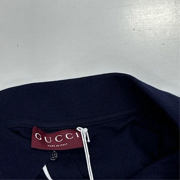 Gucci Gucci Gucci Logo Striped Navy Blue Polo Shirt -2506 Size US XL / EU 56 / 4 - 3 Thumbnail