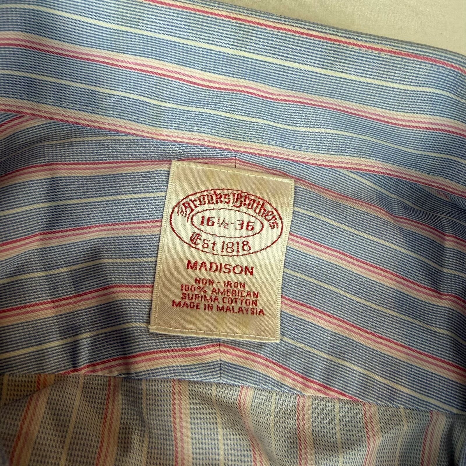 Brooks Brothers Brooks Brothers 16.5-36 Madison Blue Striped Dress Shirt Size US XL / EU 56 / 4 - 5 Thumbnail