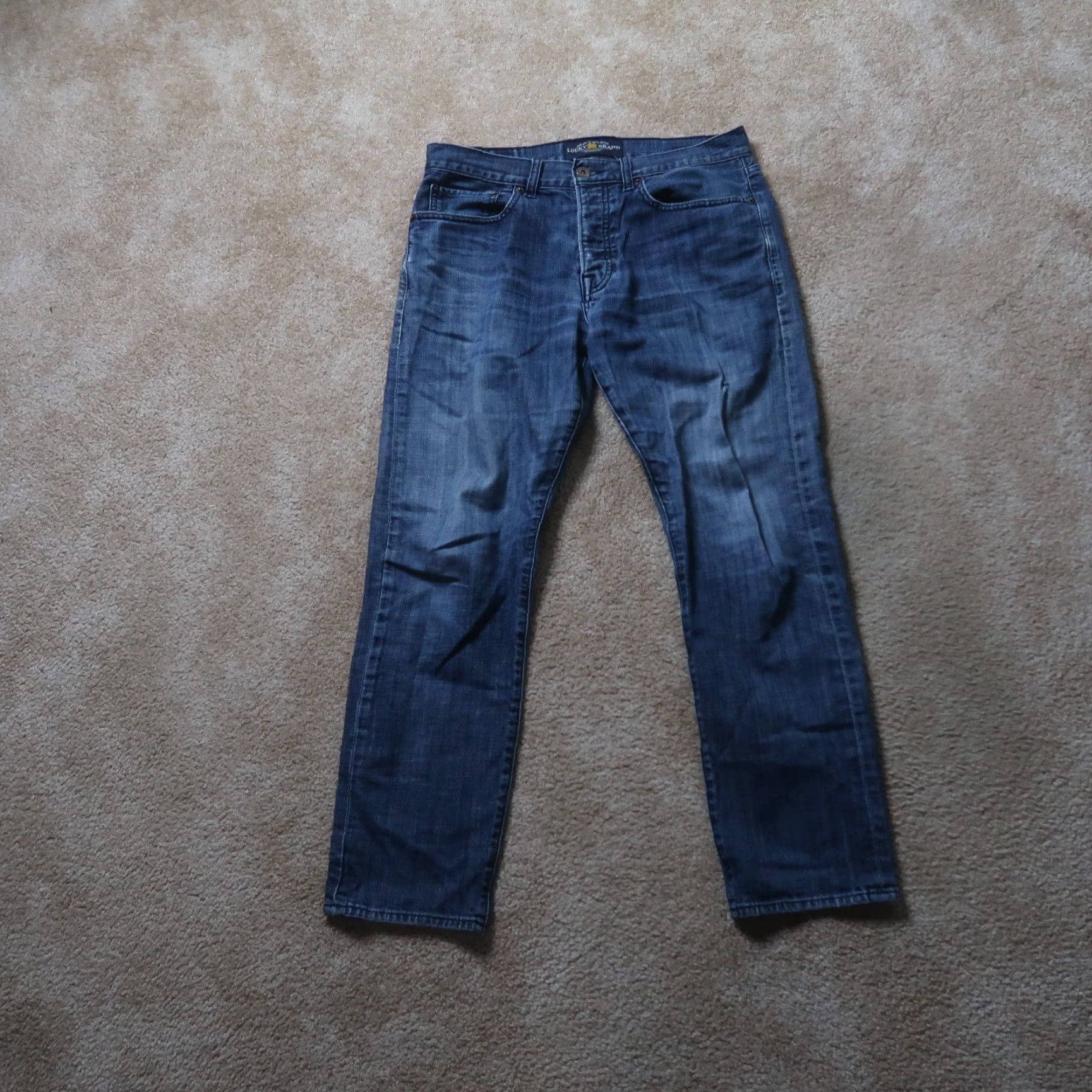Lucky Brand Lucky Brand 121 Heritage Slim Pants Men 32x30 Blue Straight Leg Jeans Slim 5-Pocket Modern Classic Denim Belt Loops Size 32 Regular Mens Size US 32 / EU 48 - 2 Thumbnail
