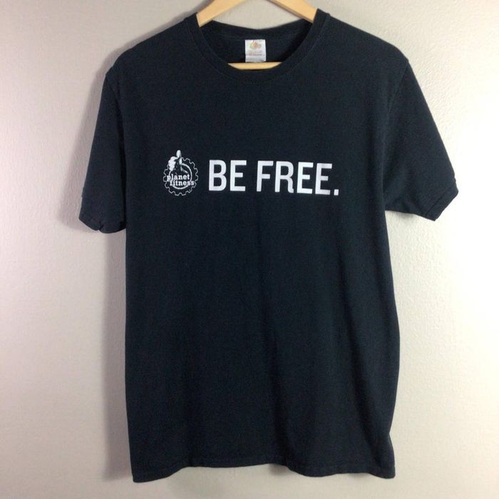 Fruit Of The Loom Planet Fitness BE FREE T Shirt Work Out Exercise Black  Med